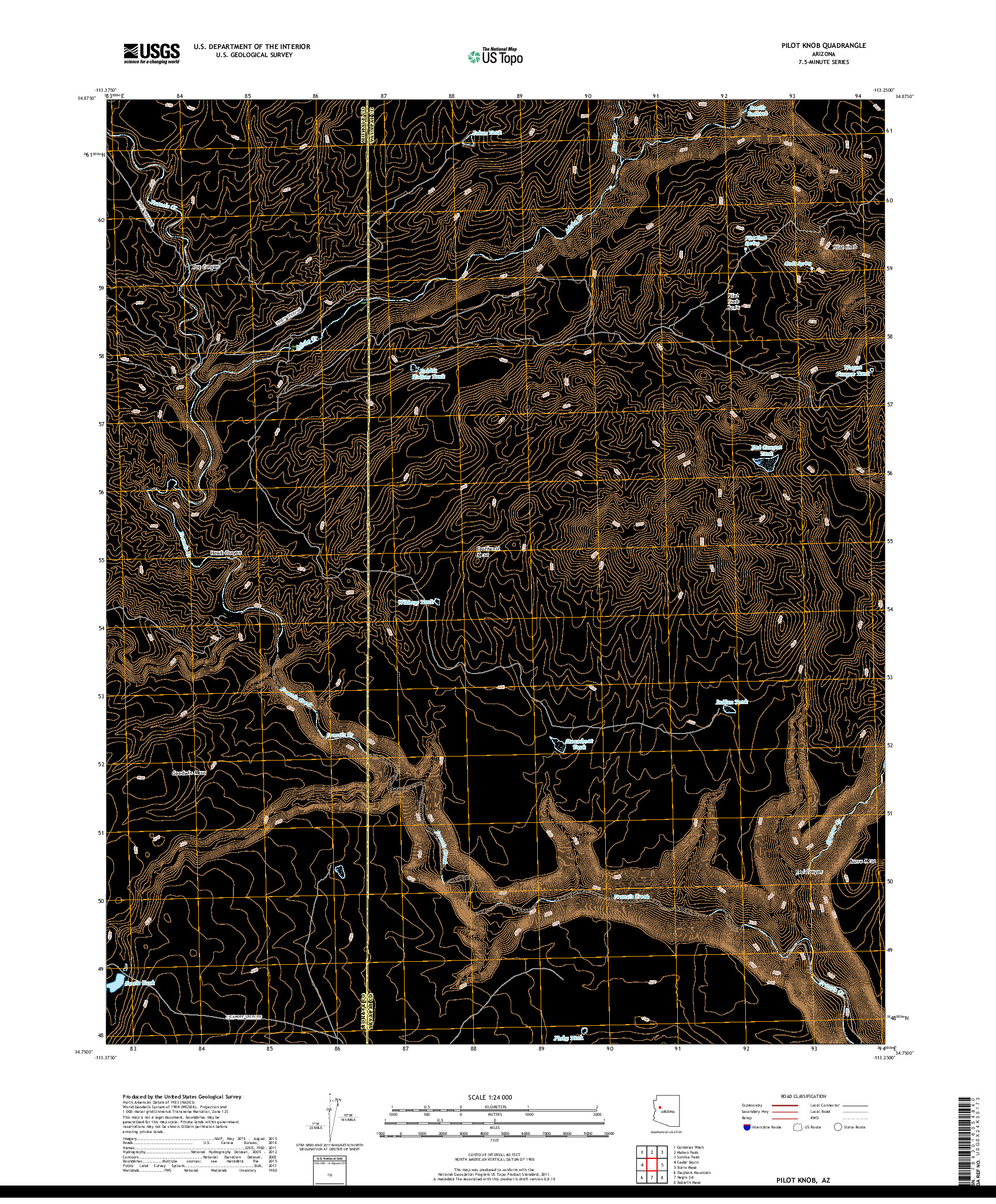 USGS US TOPO 7.5-MINUTE MAP FOR PILOT KNOB, AZ 2018