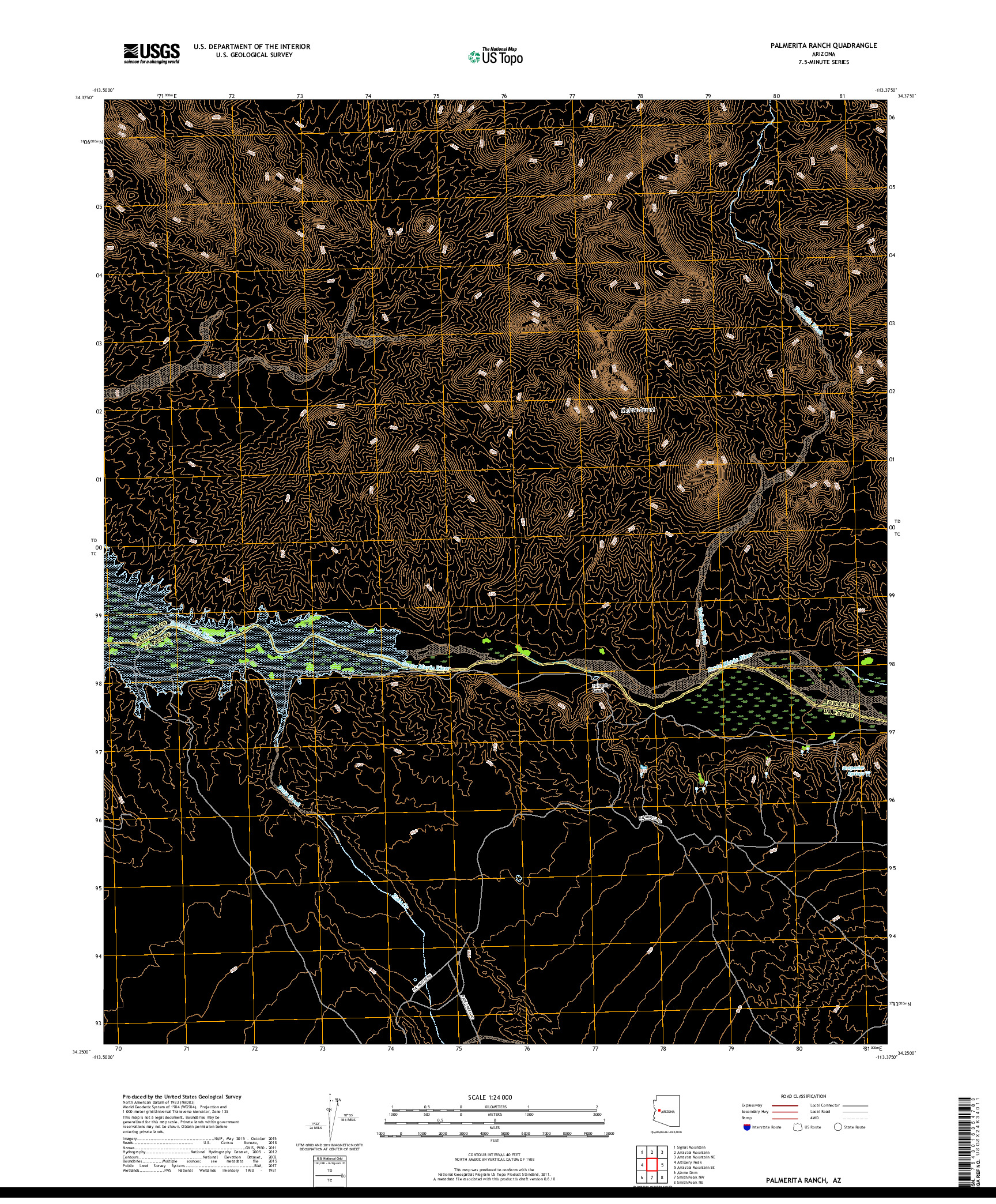 USGS US TOPO 7.5-MINUTE MAP FOR PALMERITA RANCH, AZ 2018
