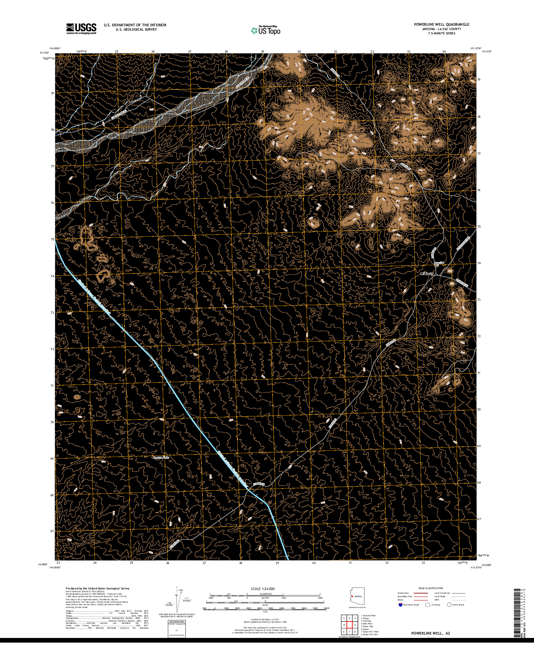 USGS US TOPO 7.5-MINUTE MAP FOR POWERLINE WELL, AZ 2018