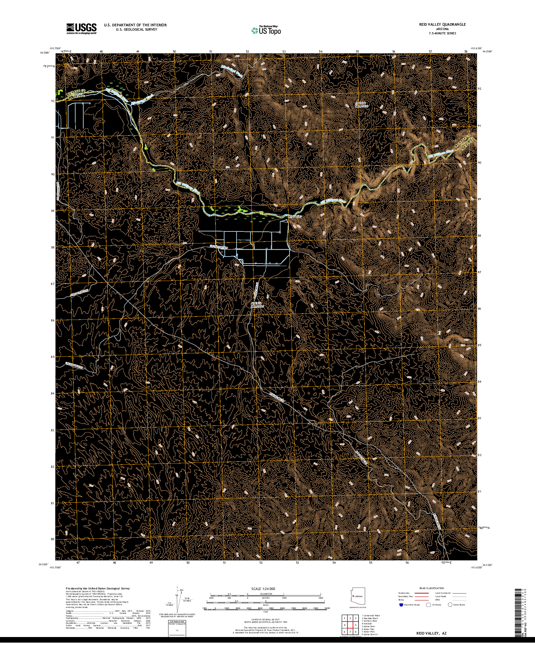 USGS US TOPO 7.5-MINUTE MAP FOR REID VALLEY, AZ 2018