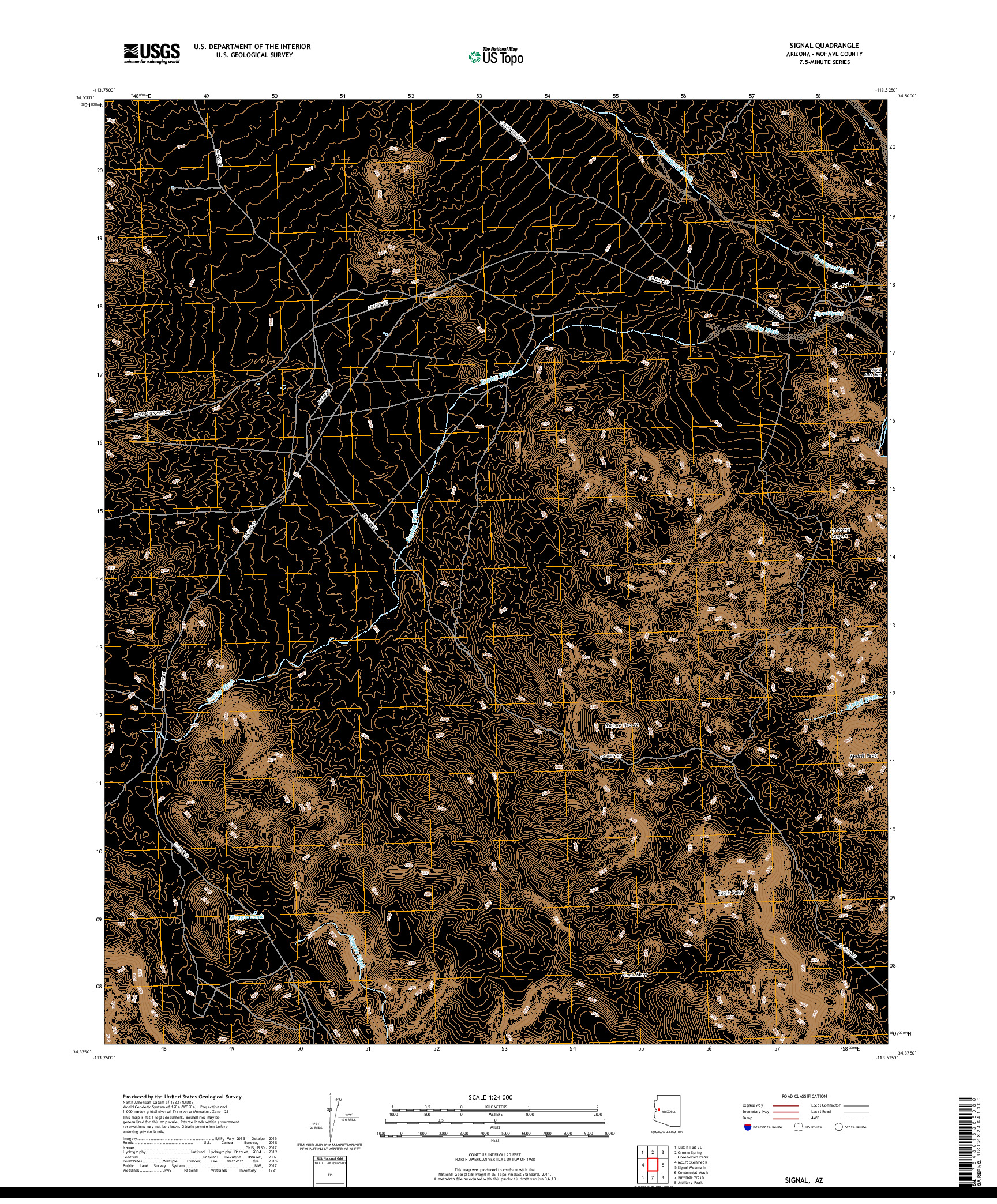 USGS US TOPO 7.5-MINUTE MAP FOR SIGNAL, AZ 2018