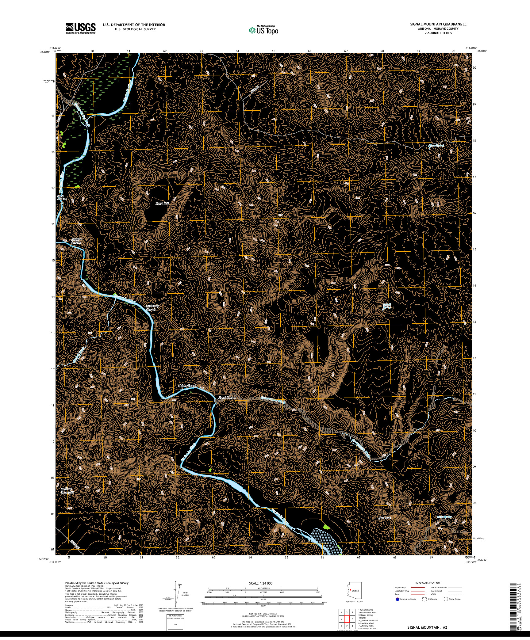 USGS US TOPO 7.5-MINUTE MAP FOR SIGNAL MOUNTAIN, AZ 2018