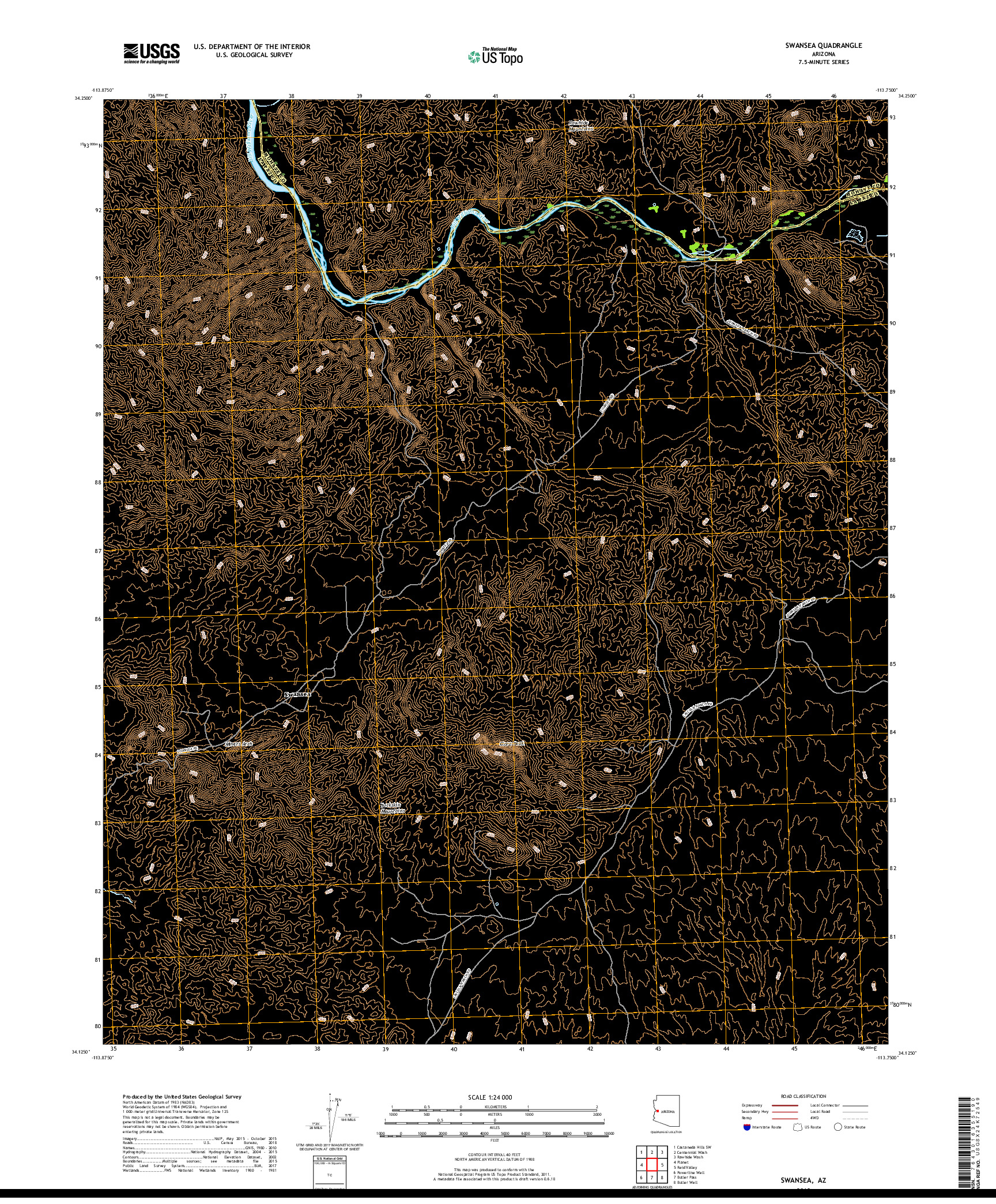USGS US TOPO 7.5-MINUTE MAP FOR SWANSEA, AZ 2018