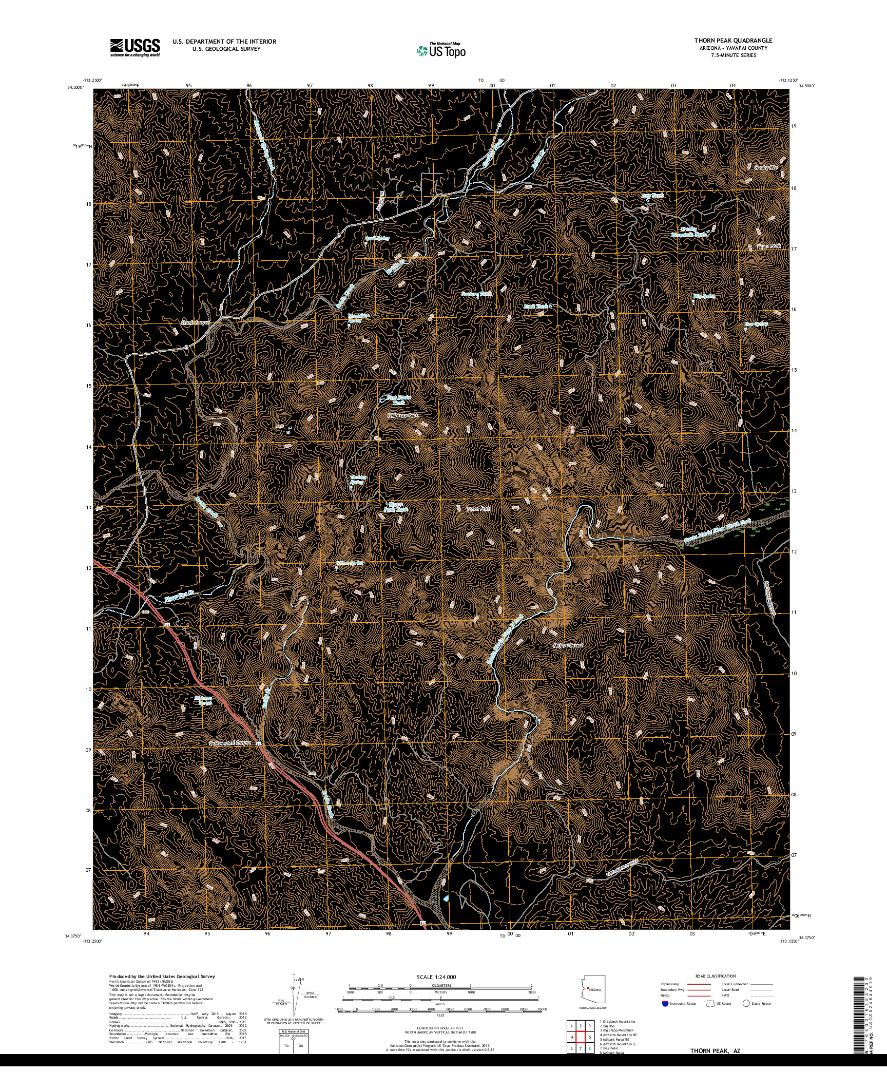 USGS US TOPO 7.5-MINUTE MAP FOR THORN PEAK, AZ 2018