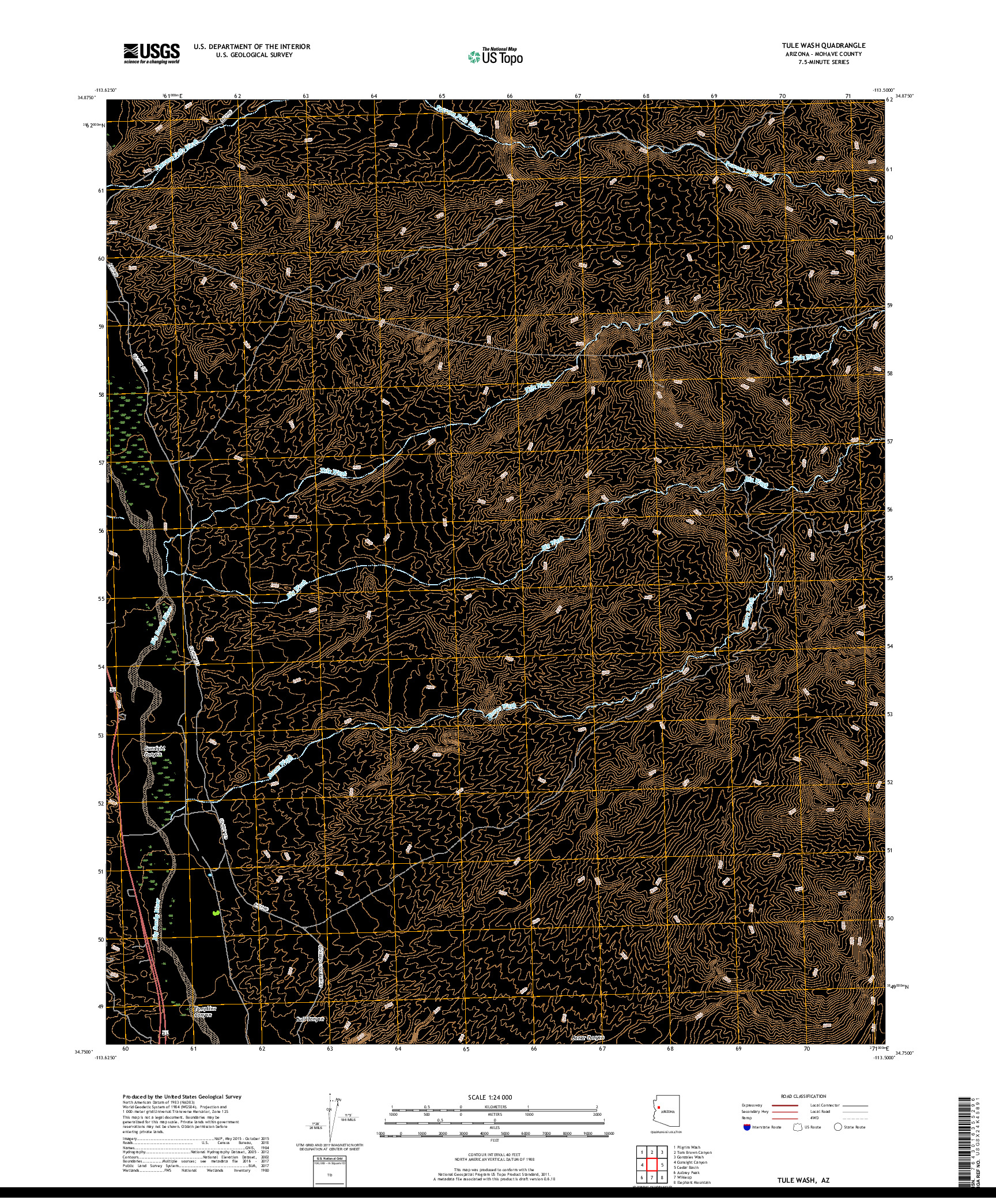 USGS US TOPO 7.5-MINUTE MAP FOR TULE WASH, AZ 2018