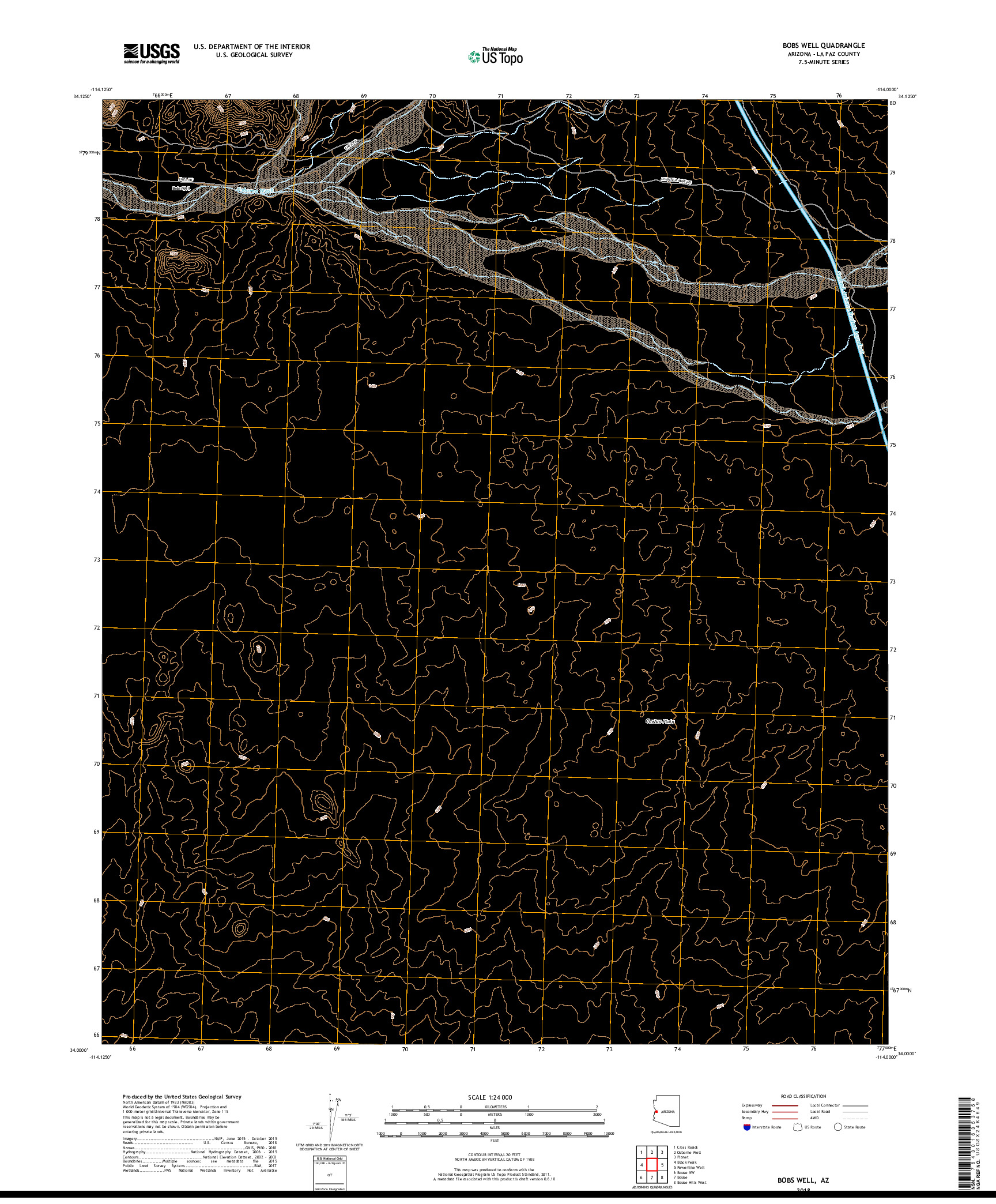 USGS US TOPO 7.5-MINUTE MAP FOR BOBS WELL, AZ 2018