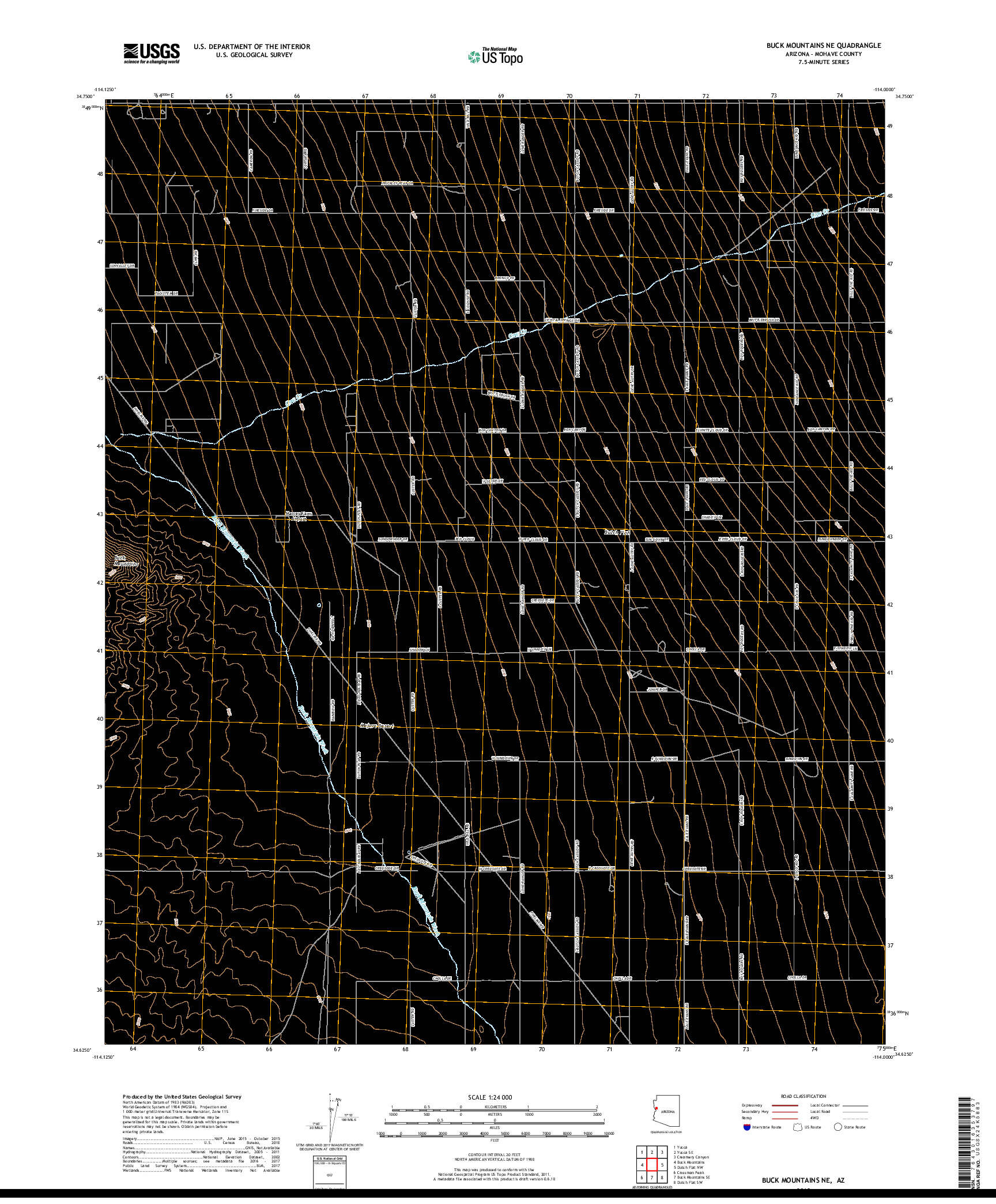 USGS US TOPO 7.5-MINUTE MAP FOR BUCK MOUNTAINS NE, AZ 2018