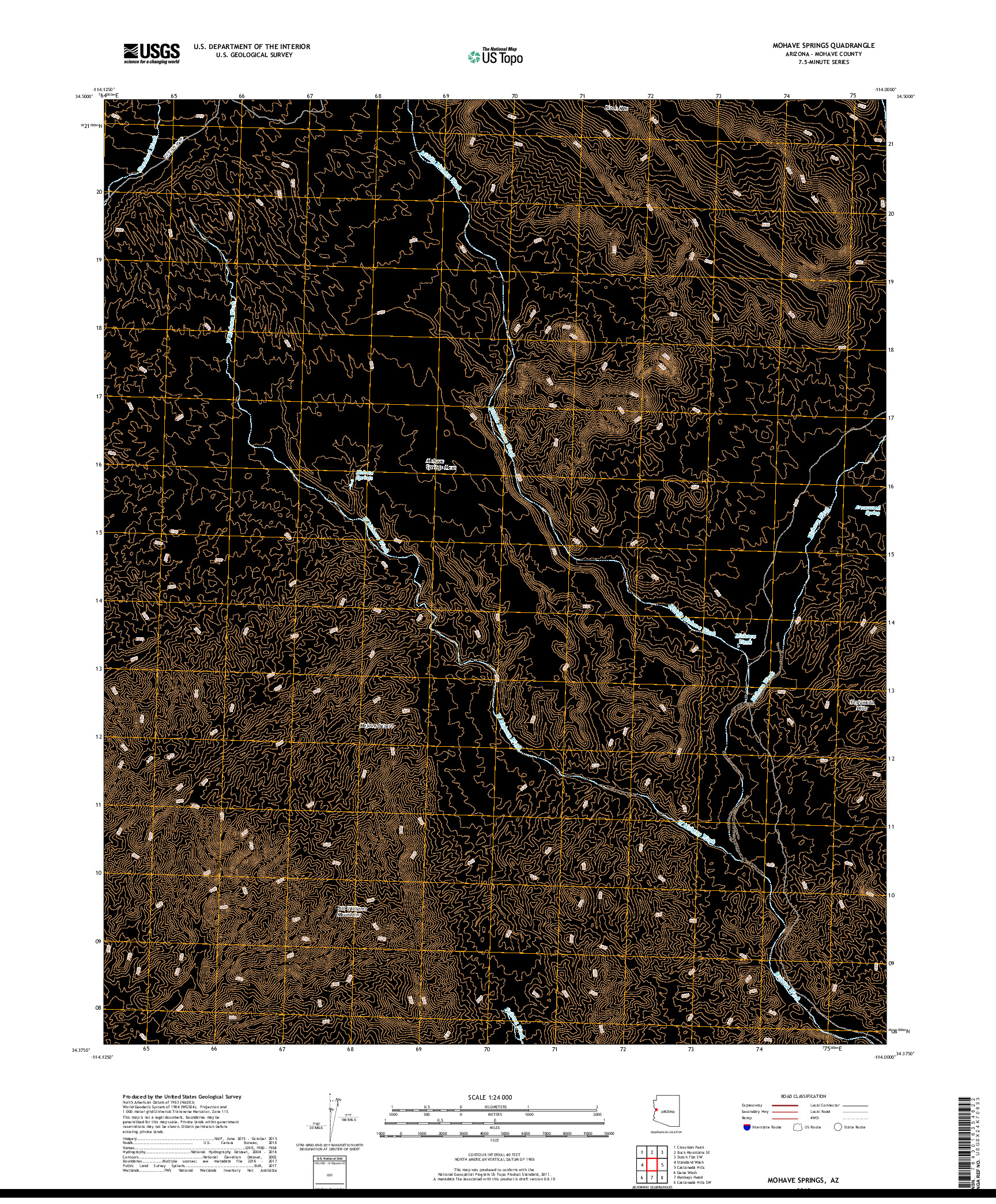 USGS US TOPO 7.5-MINUTE MAP FOR MOHAVE SPRINGS, AZ 2018