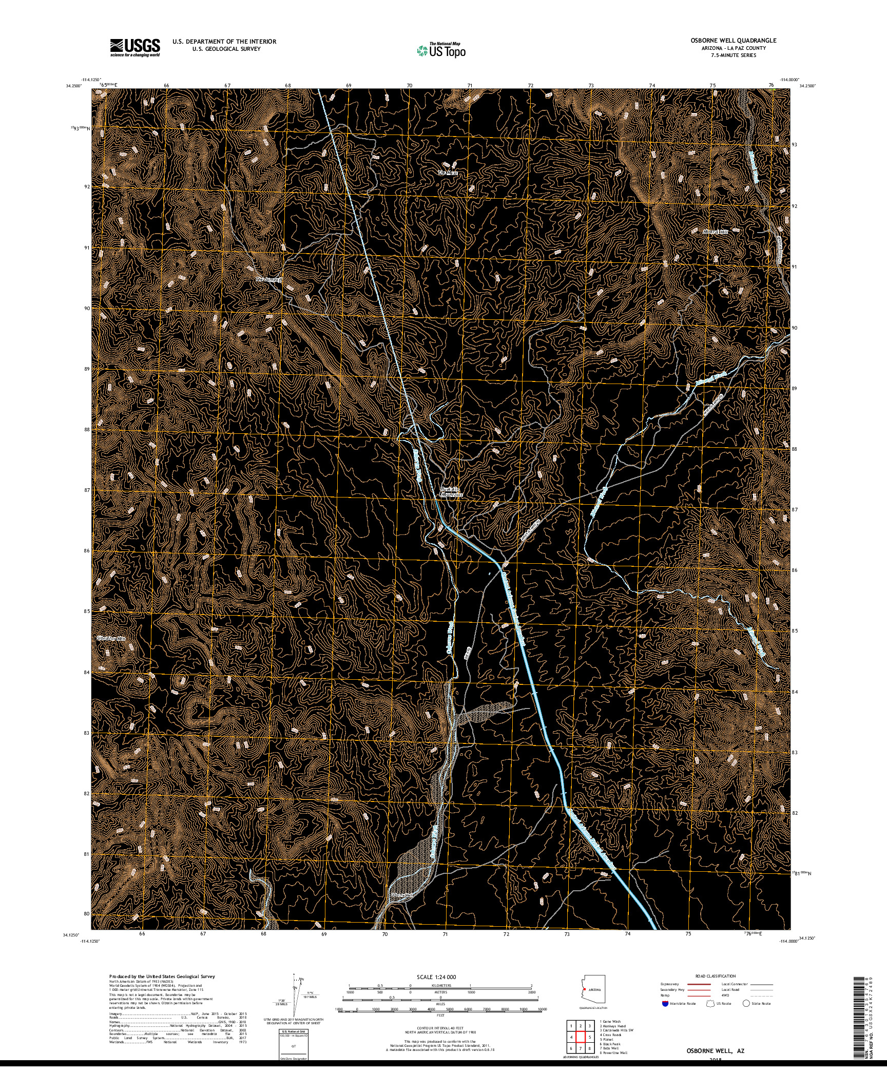 USGS US TOPO 7.5-MINUTE MAP FOR OSBORNE WELL, AZ 2018