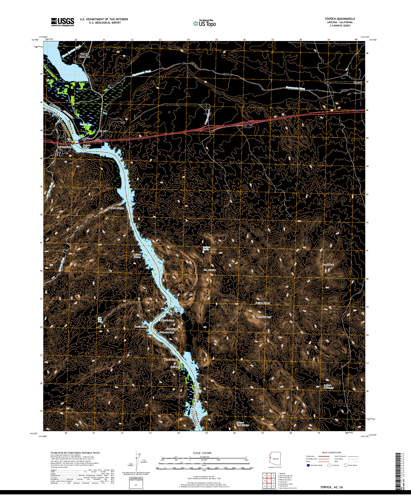 USGS US TOPO 7.5-MINUTE MAP FOR TOPOCK, AZ,CA 2018