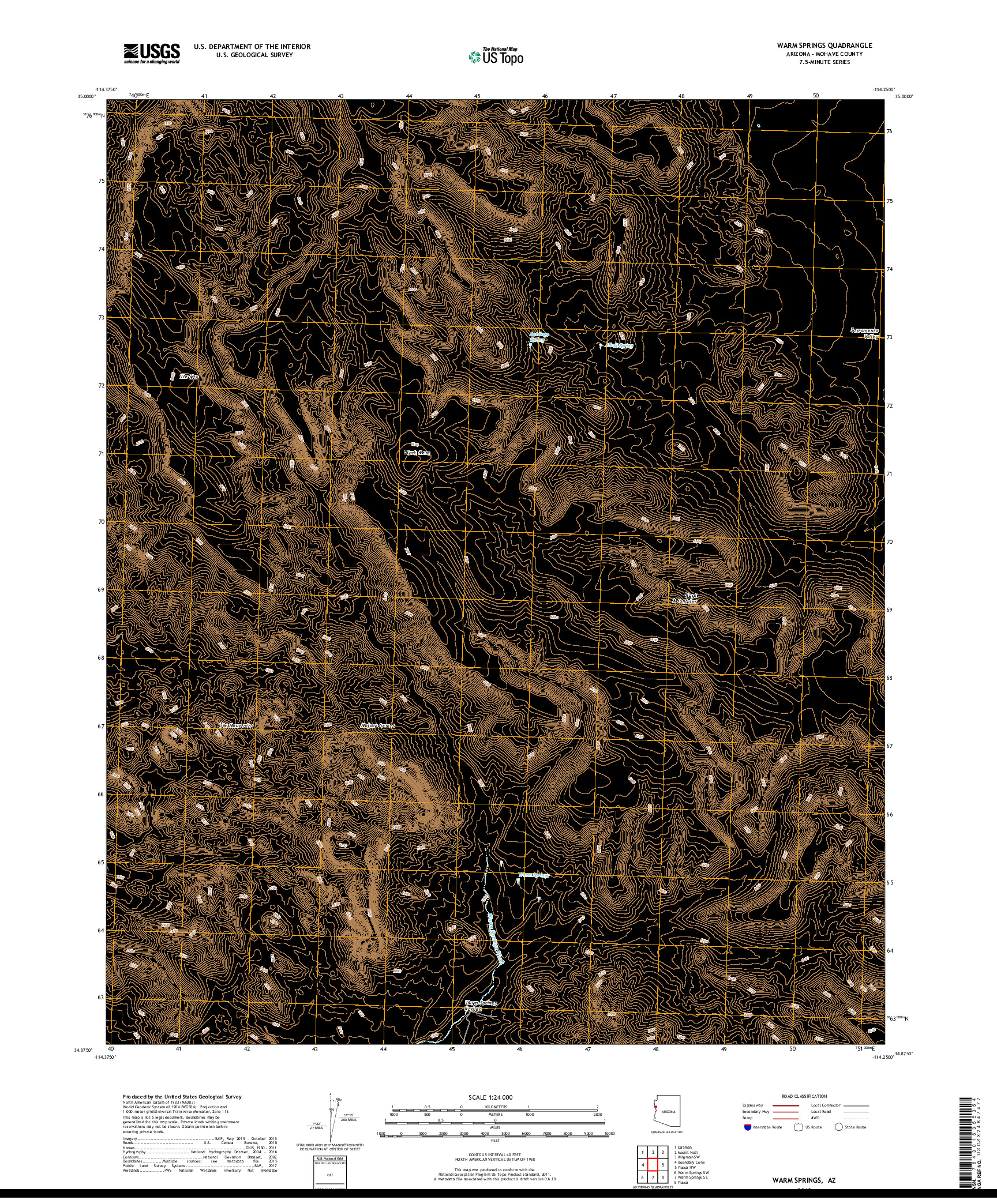 USGS US TOPO 7.5-MINUTE MAP FOR WARM SPRINGS, AZ 2018
