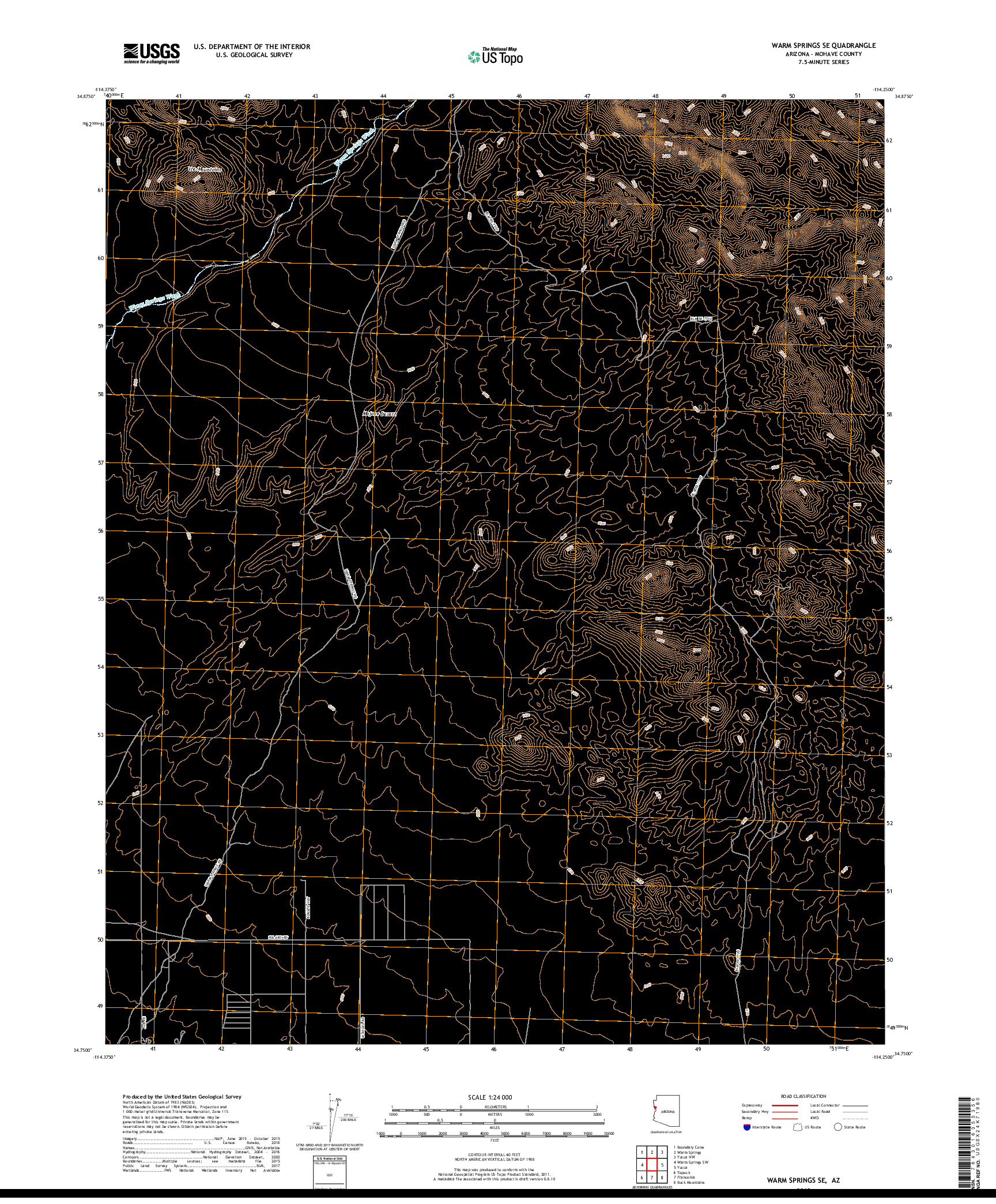 USGS US TOPO 7.5-MINUTE MAP FOR WARM SPRINGS SE, AZ 2018