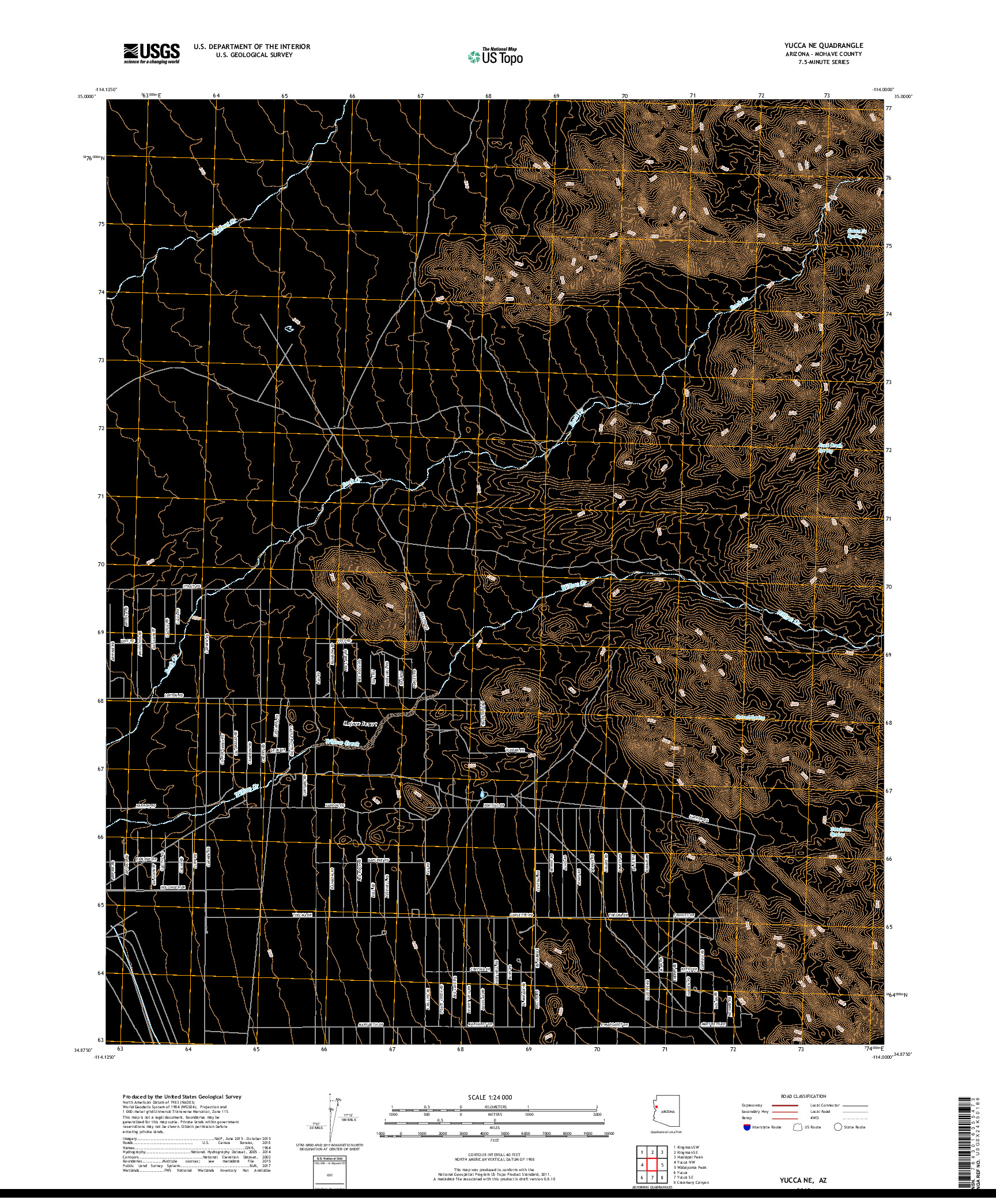 USGS US TOPO 7.5-MINUTE MAP FOR YUCCA NE, AZ 2018