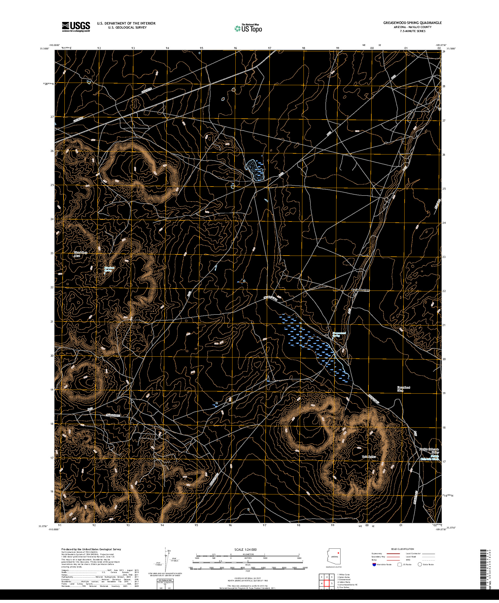 USGS US TOPO 7.5-MINUTE MAP FOR GREASEWOOD SPRING, AZ 2018