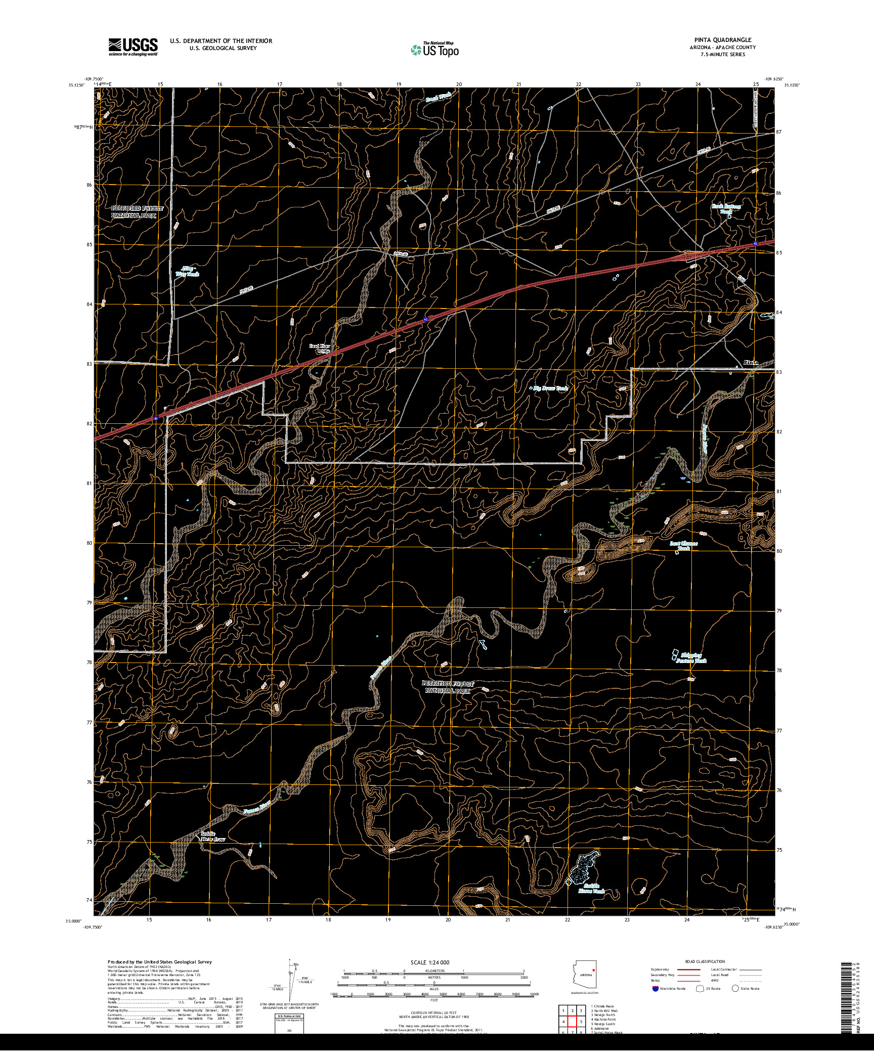 USGS US TOPO 7.5-MINUTE MAP FOR PINTA, AZ 2018
