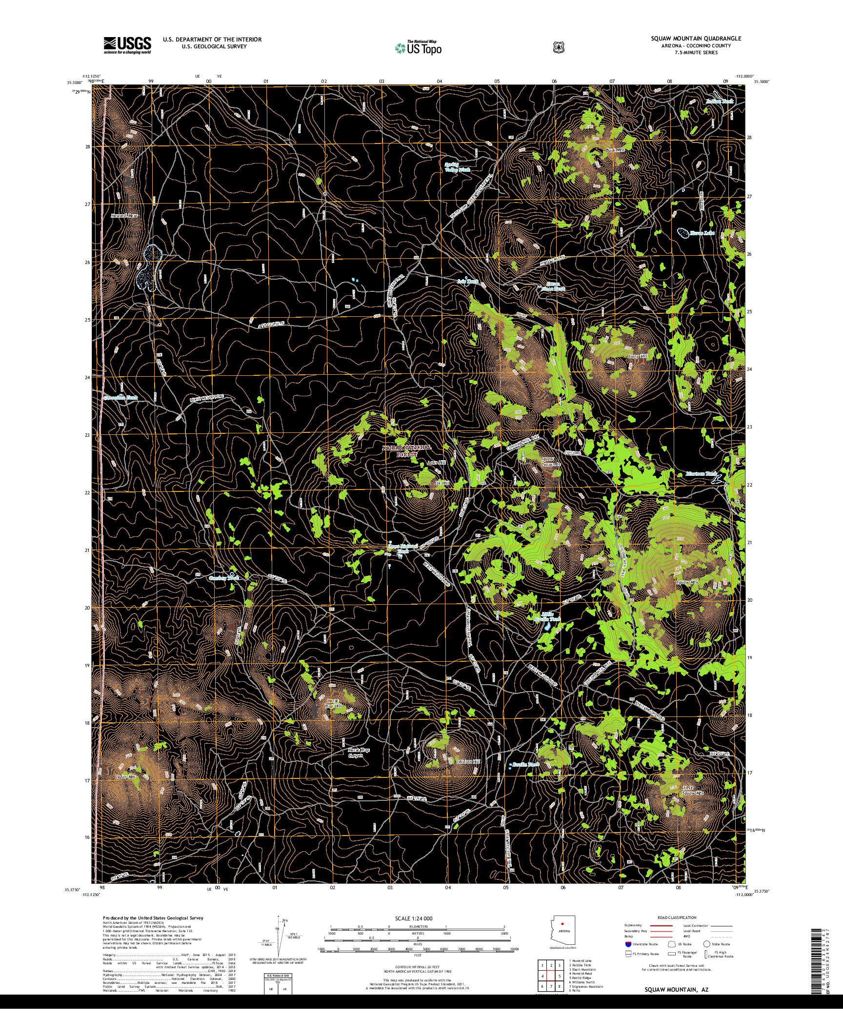 USGS US TOPO 7.5-MINUTE MAP FOR SQUAW MOUNTAIN, AZ 2018