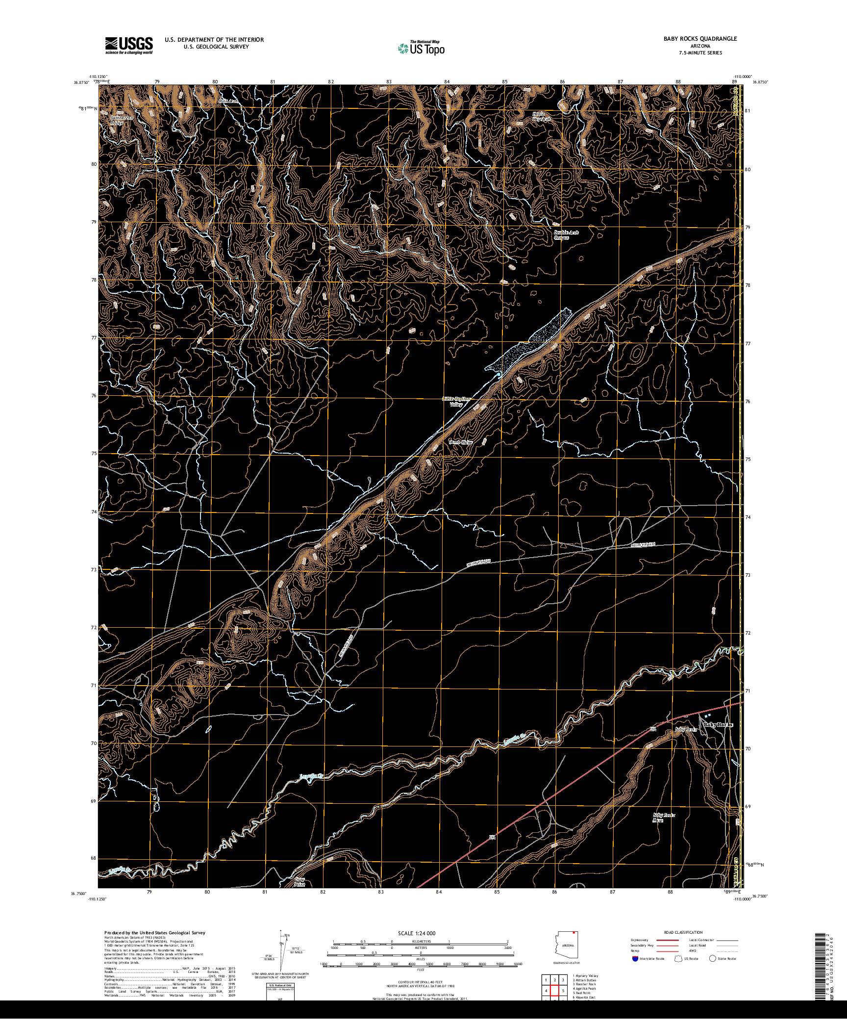 USGS US TOPO 7.5-MINUTE MAP FOR BABY ROCKS, AZ 2018