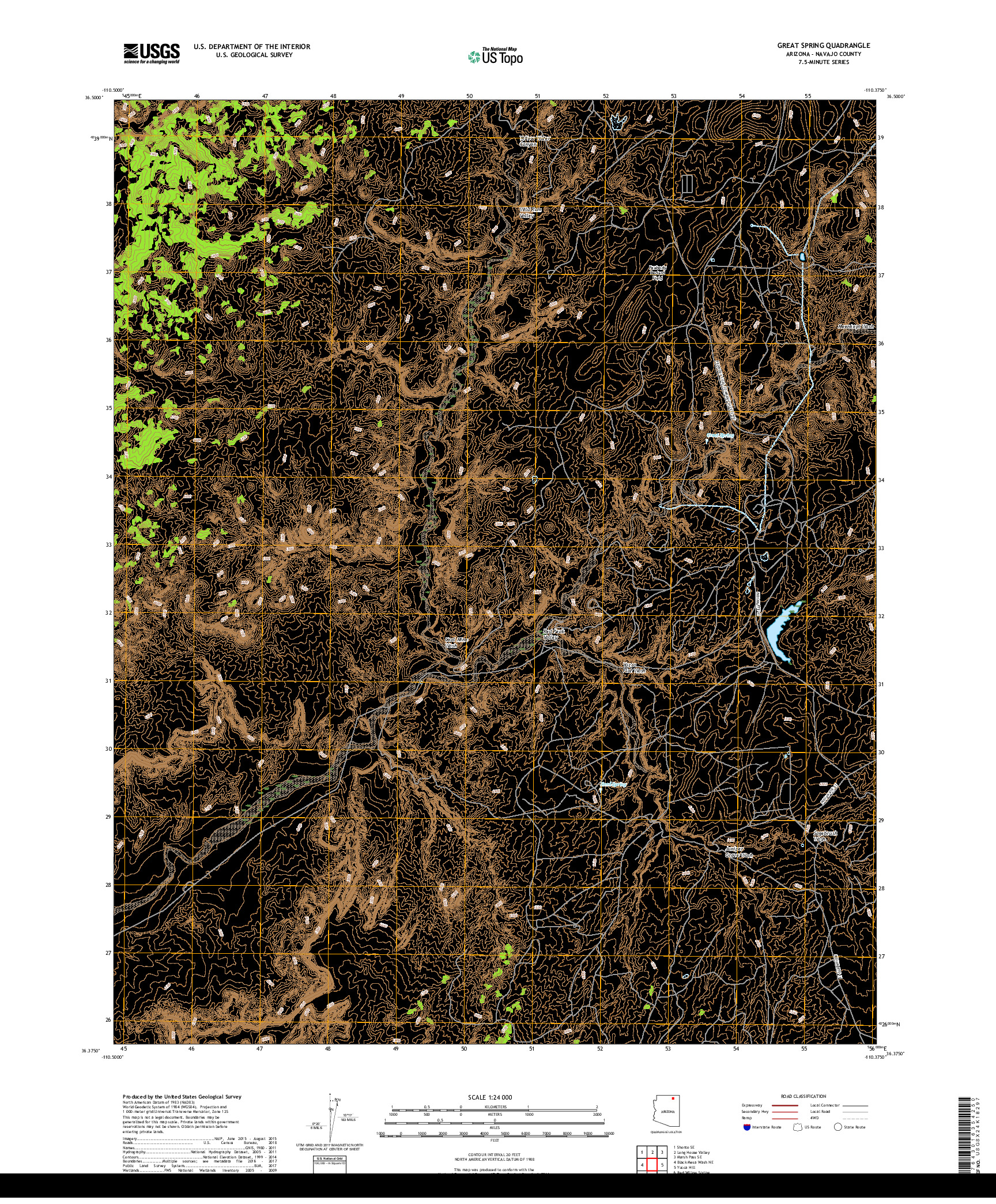 USGS US TOPO 7.5-MINUTE MAP FOR GREAT SPRING, AZ 2018