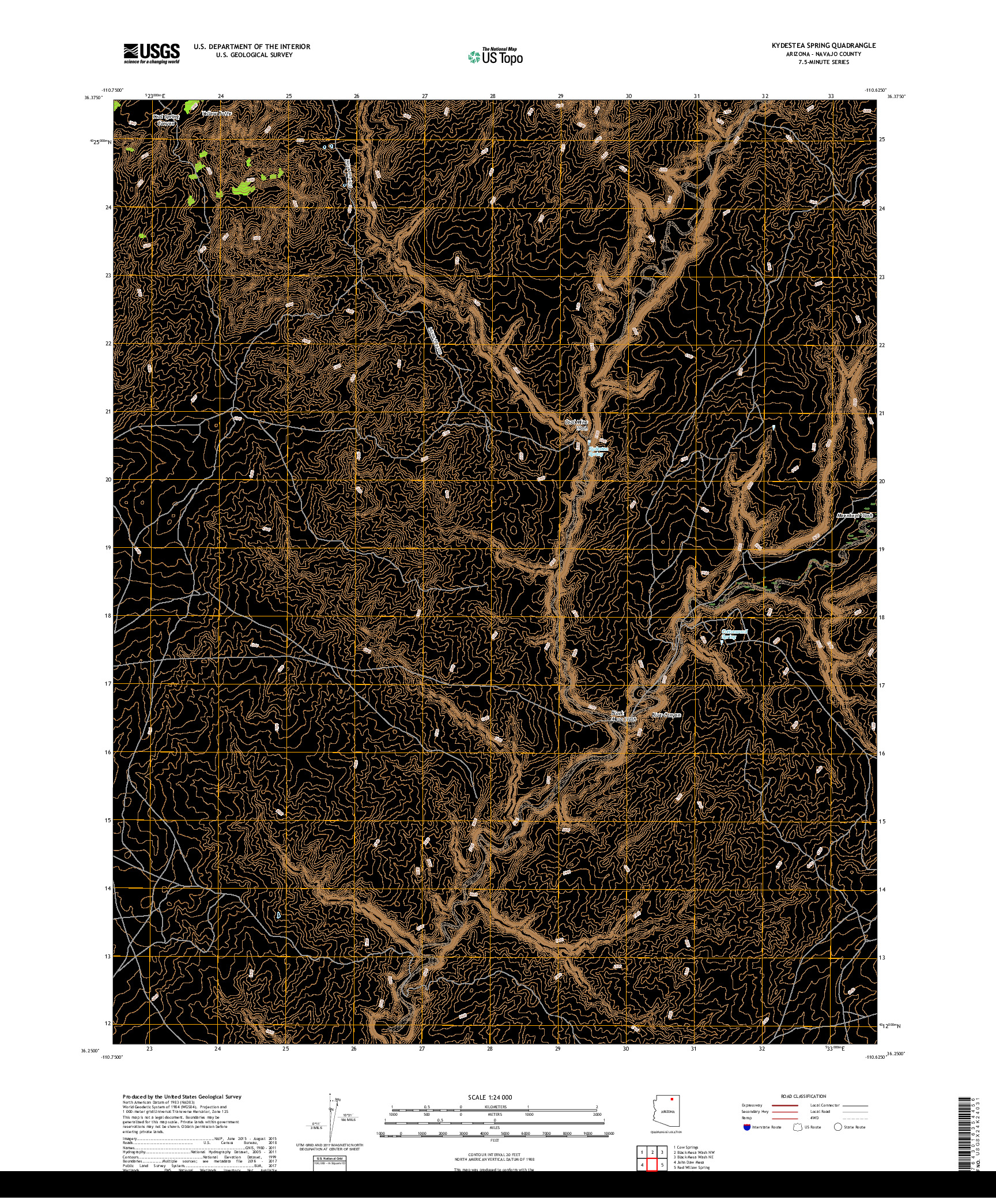 USGS US TOPO 7.5-MINUTE MAP FOR KYDESTEA SPRING, AZ 2018