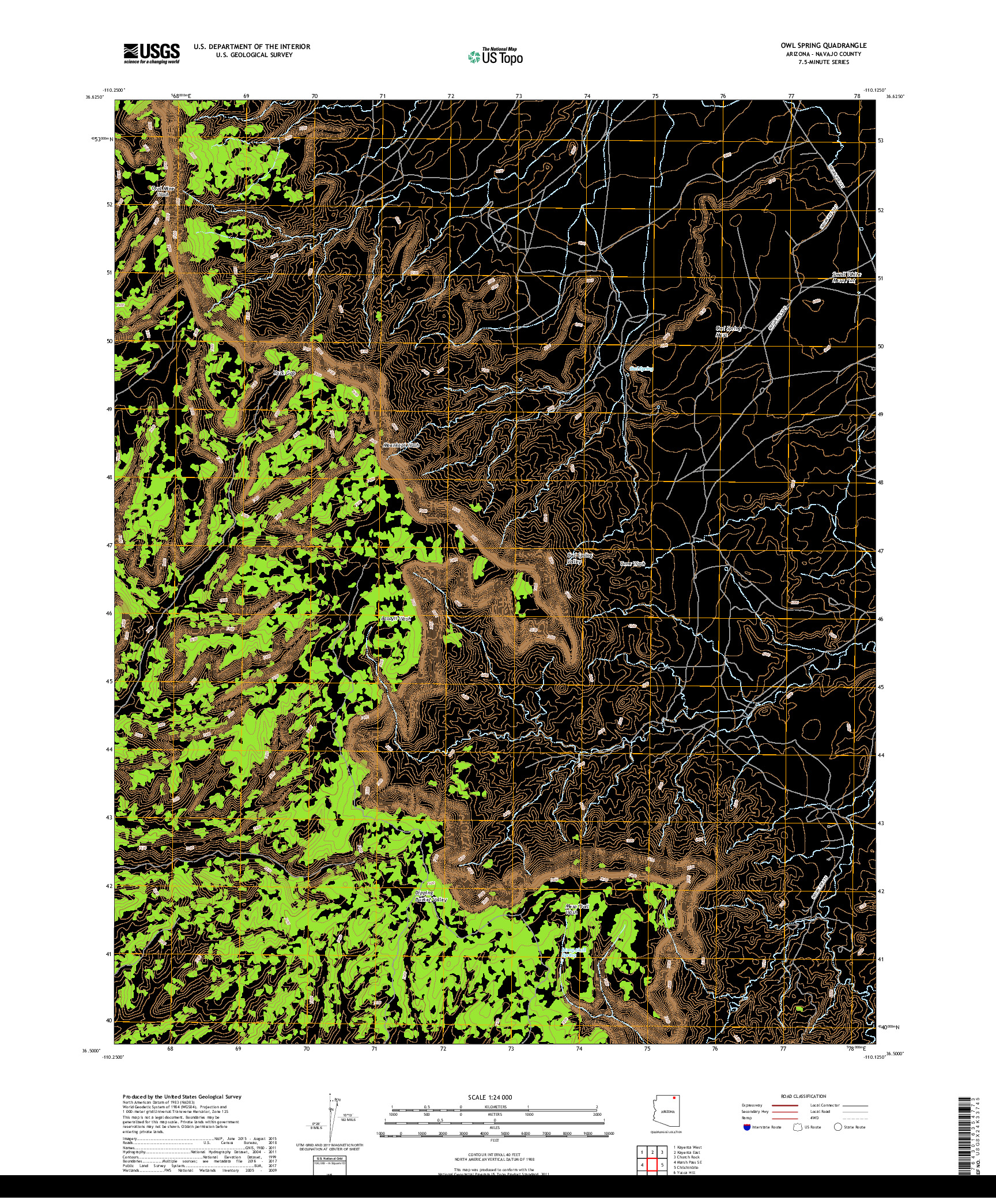 USGS US TOPO 7.5-MINUTE MAP FOR OWL SPRING, AZ 2018