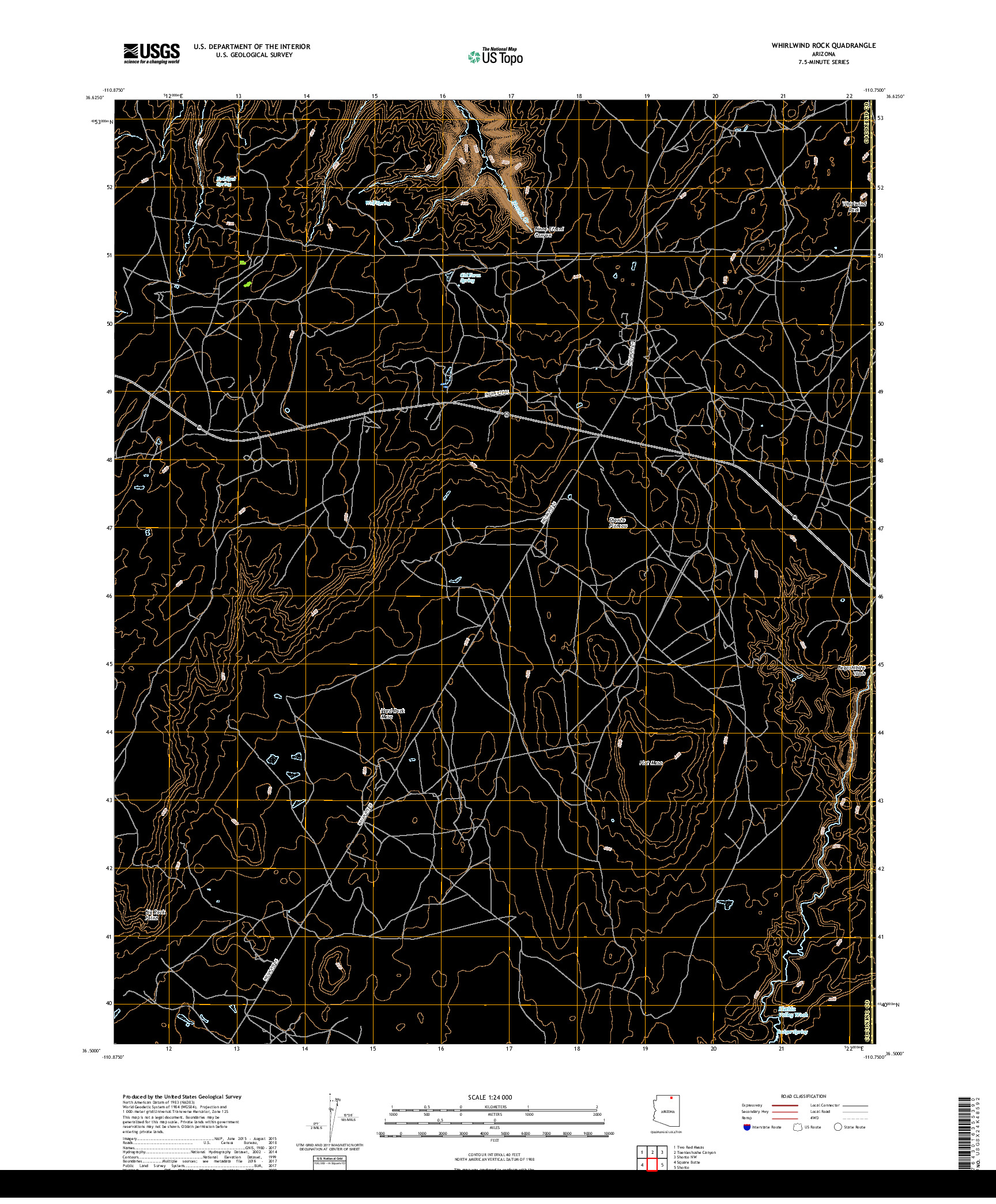 USGS US TOPO 7.5-MINUTE MAP FOR WHIRLWIND ROCK, AZ 2018