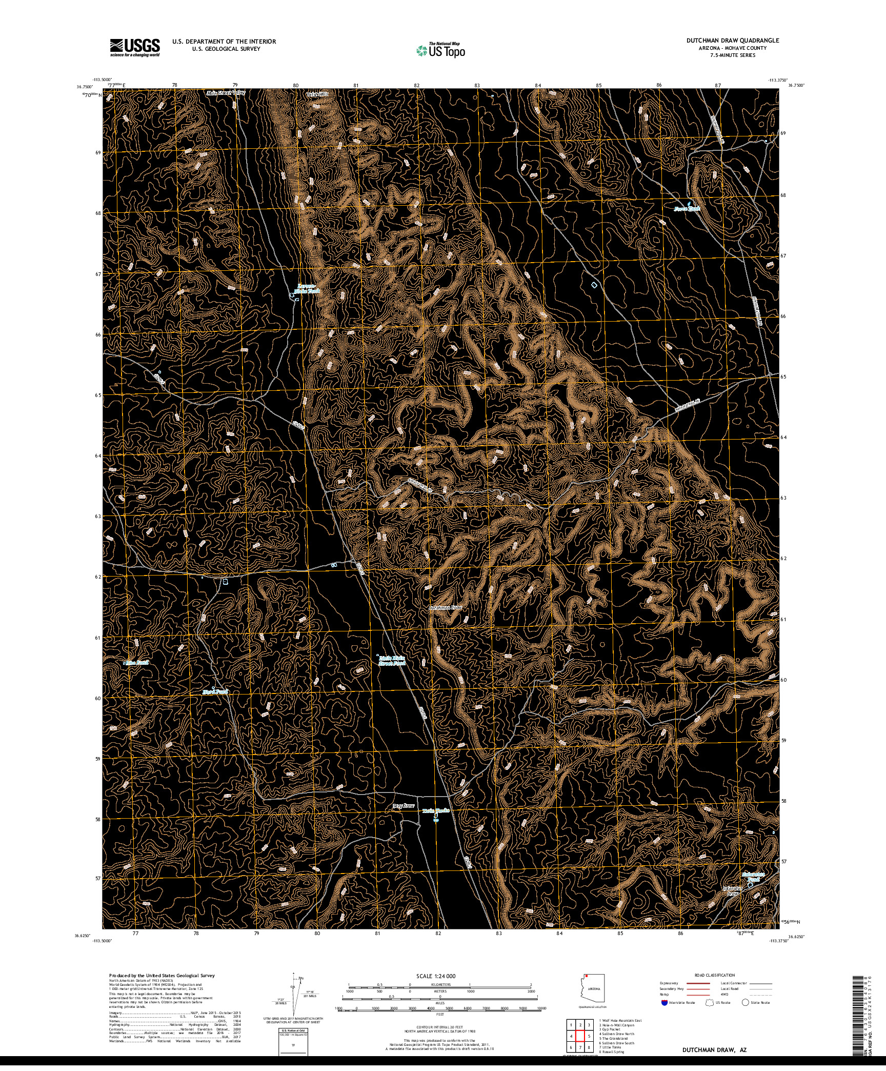 USGS US TOPO 7.5-MINUTE MAP FOR DUTCHMAN DRAW, AZ 2018