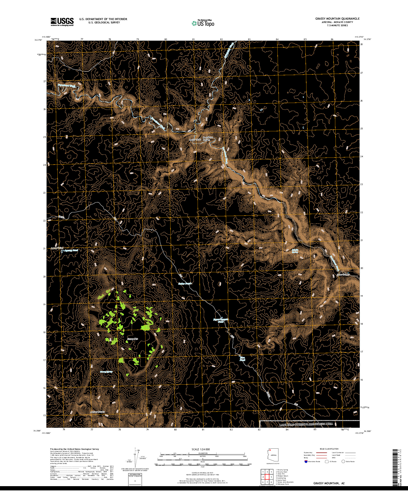 USGS US TOPO 7.5-MINUTE MAP FOR GRASSY MOUNTAIN, AZ 2018