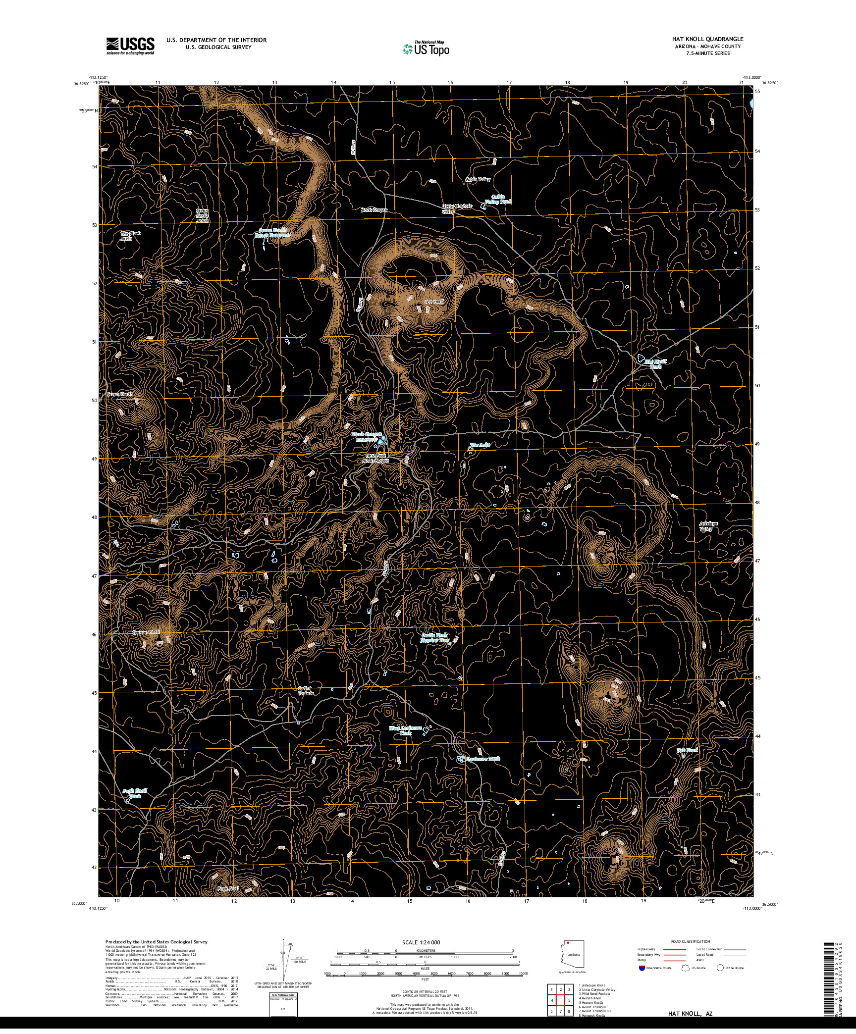 USGS US TOPO 7.5-MINUTE MAP FOR HAT KNOLL, AZ 2018