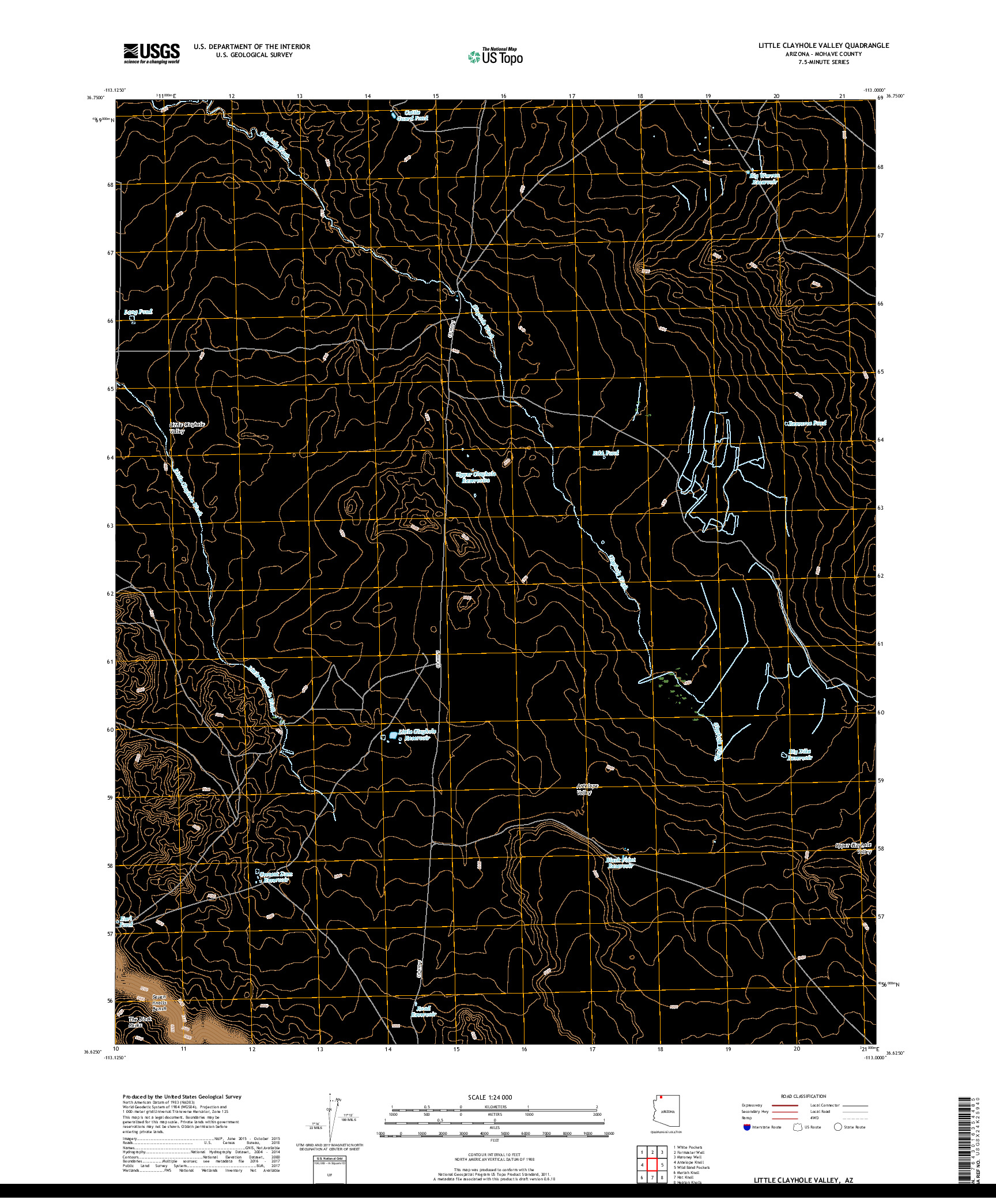 USGS US TOPO 7.5-MINUTE MAP FOR LITTLE CLAYHOLE VALLEY, AZ 2018