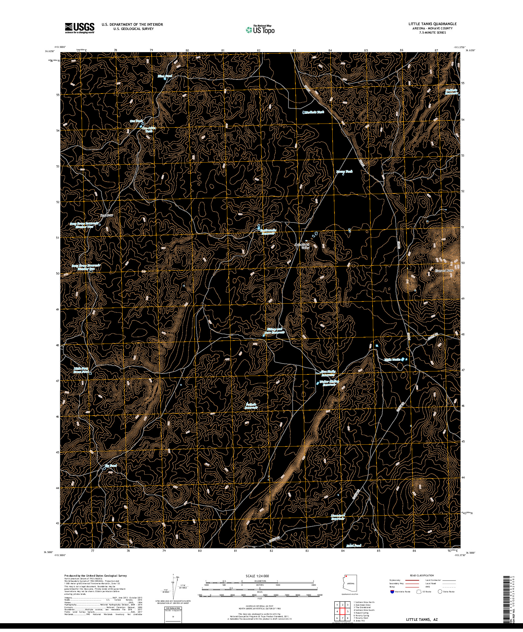 USGS US TOPO 7.5-MINUTE MAP FOR LITTLE TANKS, AZ 2018