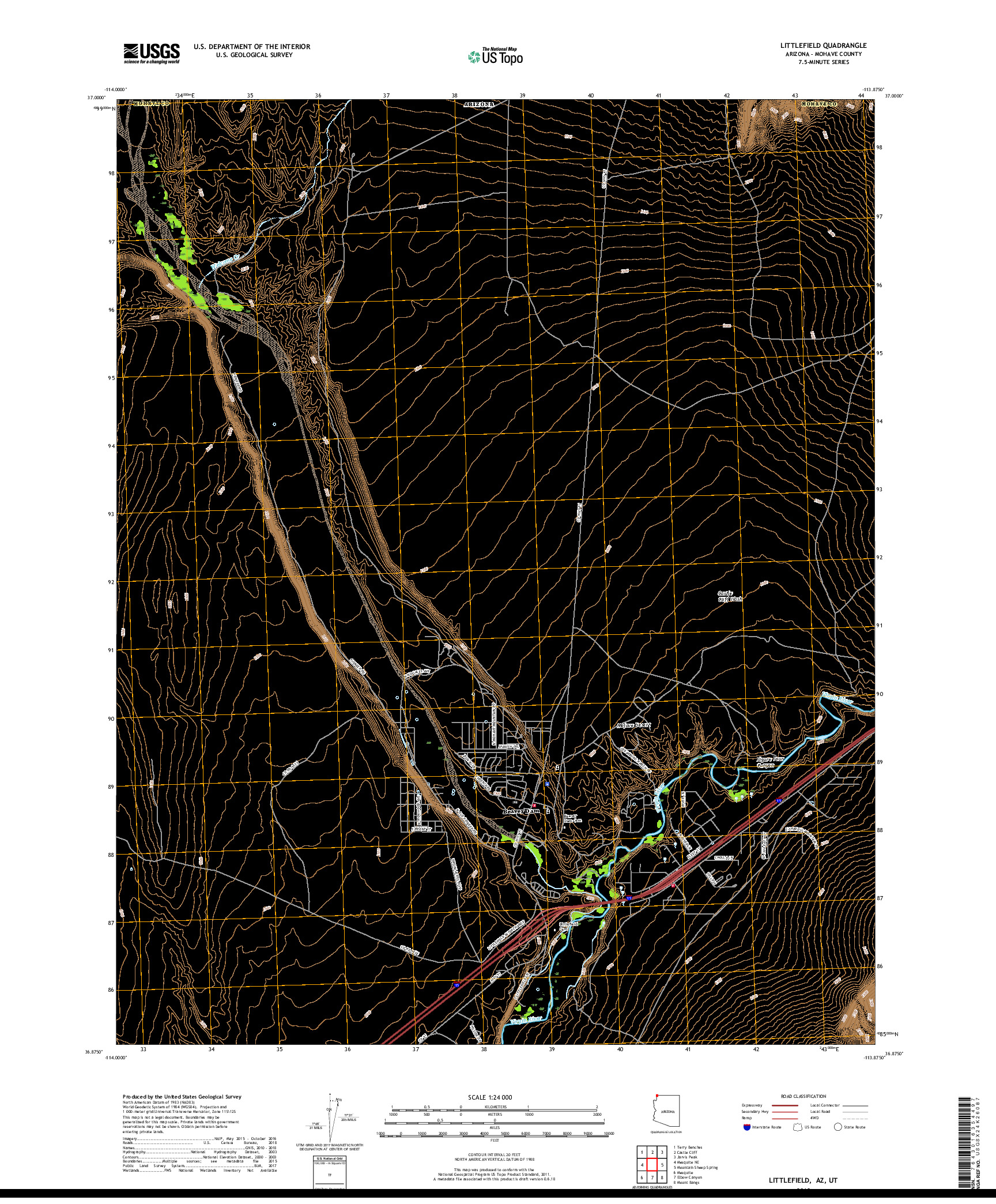 USGS US TOPO 7.5-MINUTE MAP FOR LITTLEFIELD, AZ,UT 2018