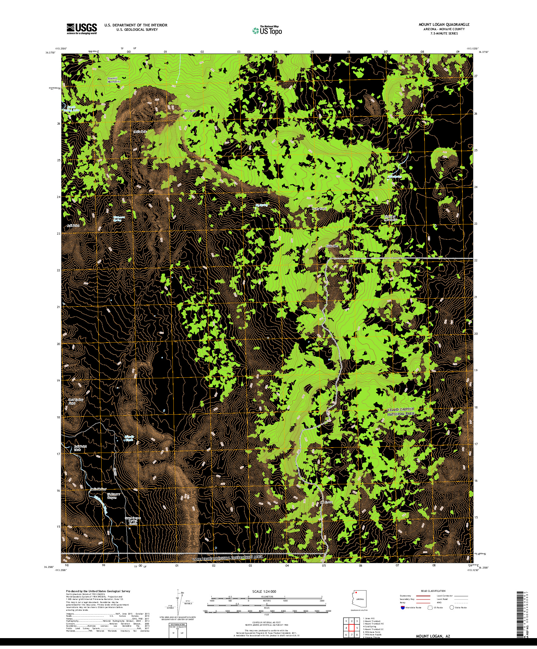 USGS US TOPO 7.5-MINUTE MAP FOR MOUNT LOGAN, AZ 2018