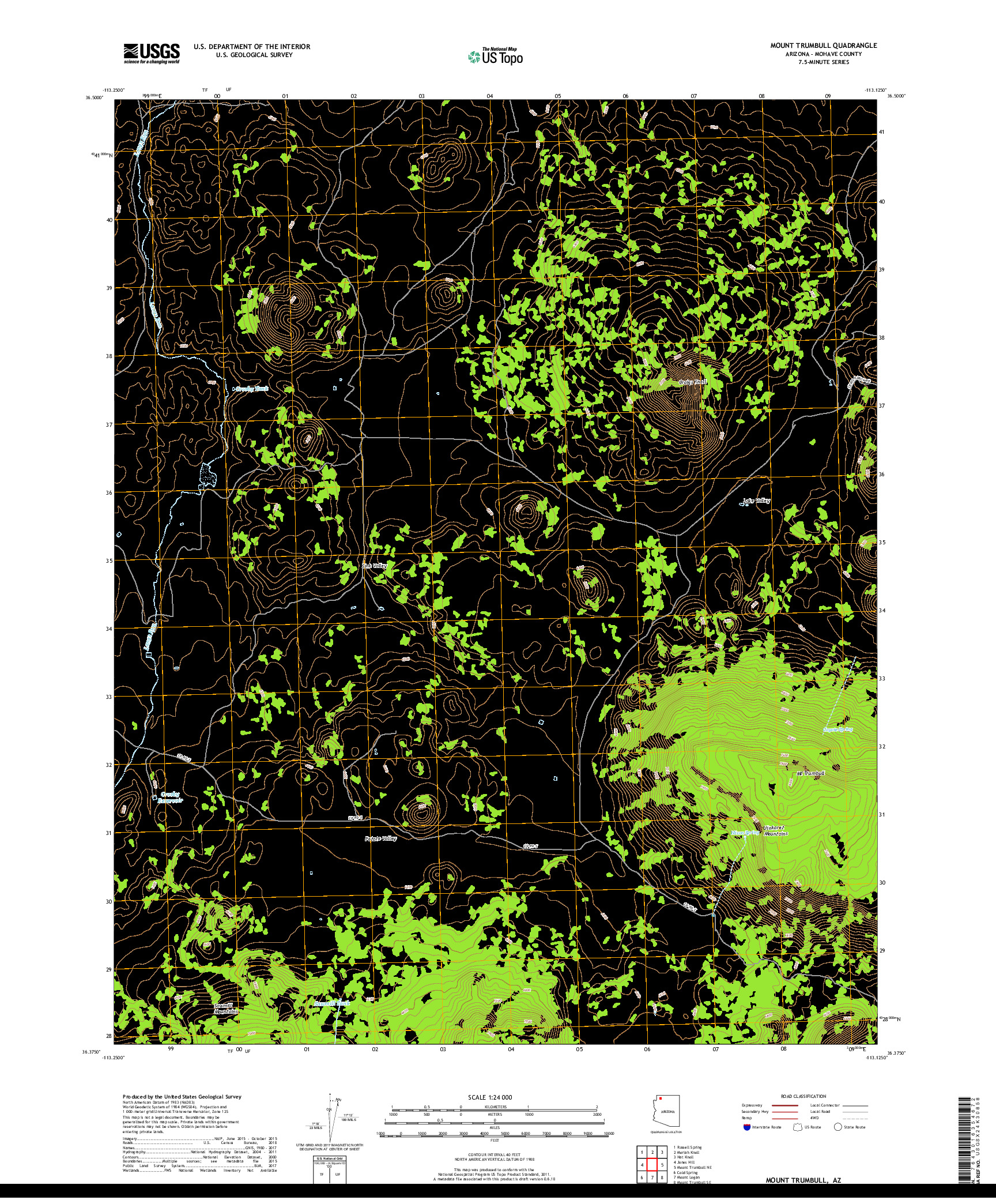 USGS US TOPO 7.5-MINUTE MAP FOR MOUNT TRUMBULL, AZ 2018