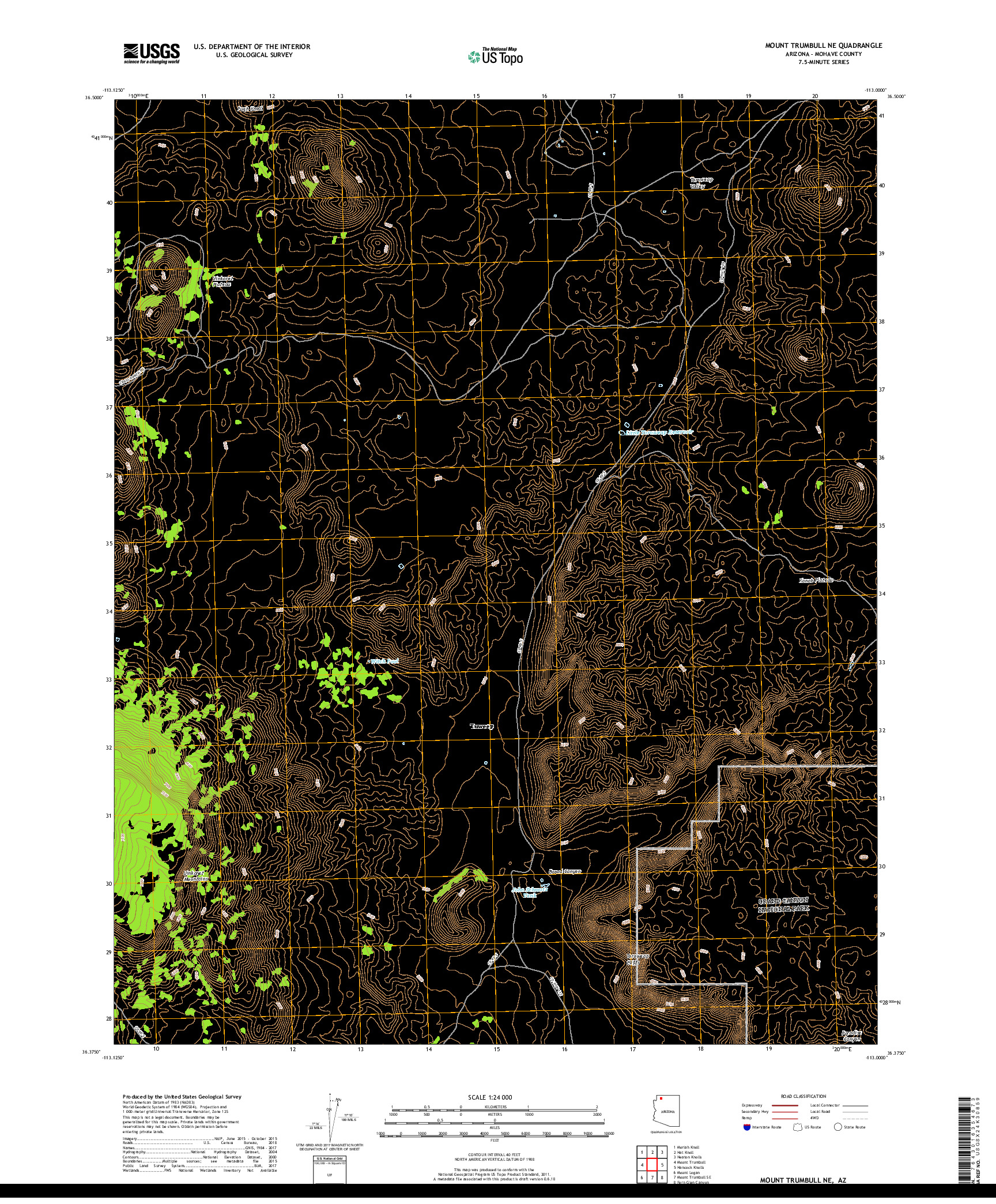 USGS US TOPO 7.5-MINUTE MAP FOR MOUNT TRUMBULL NE, AZ 2018