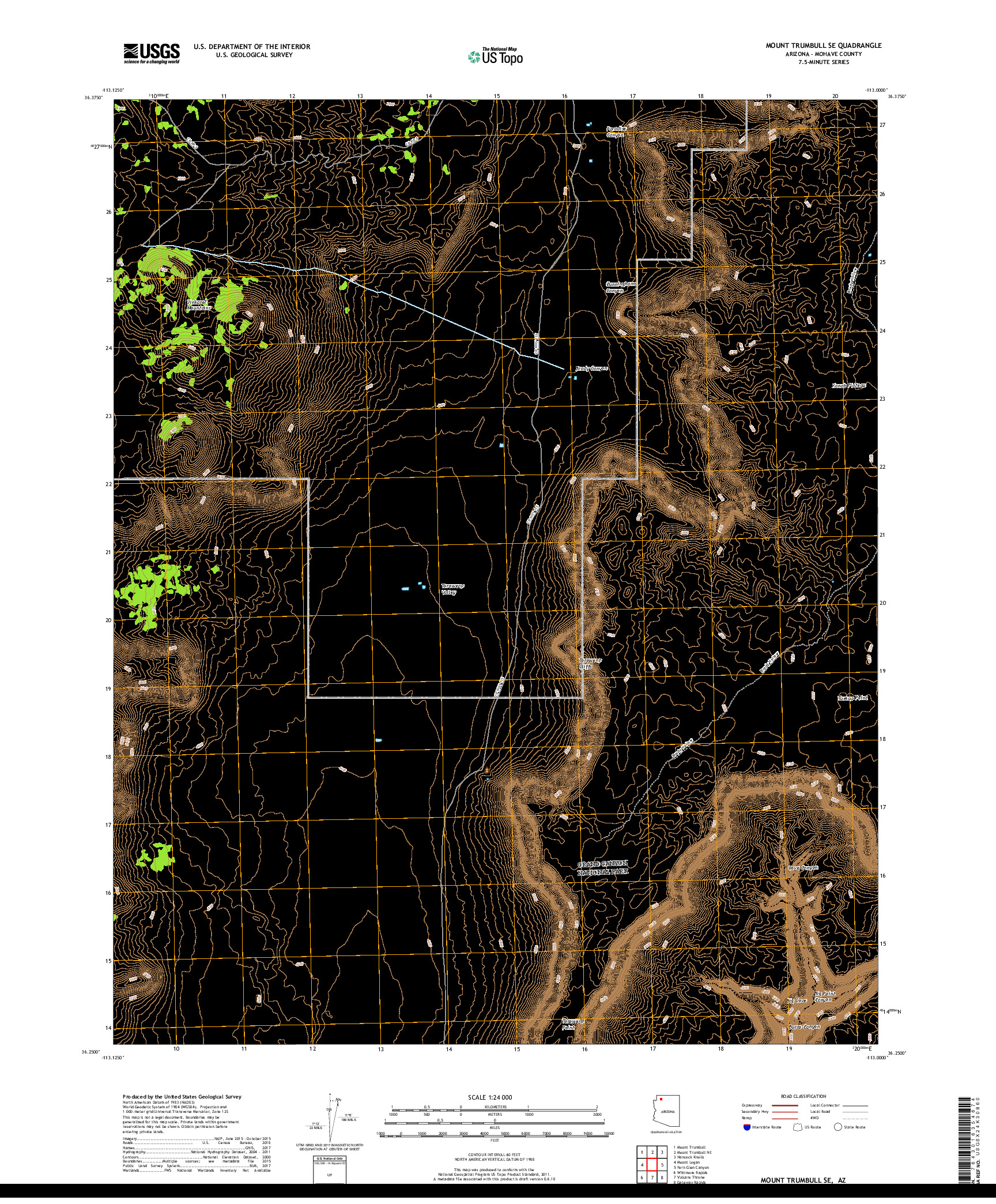 USGS US TOPO 7.5-MINUTE MAP FOR MOUNT TRUMBULL SE, AZ 2018