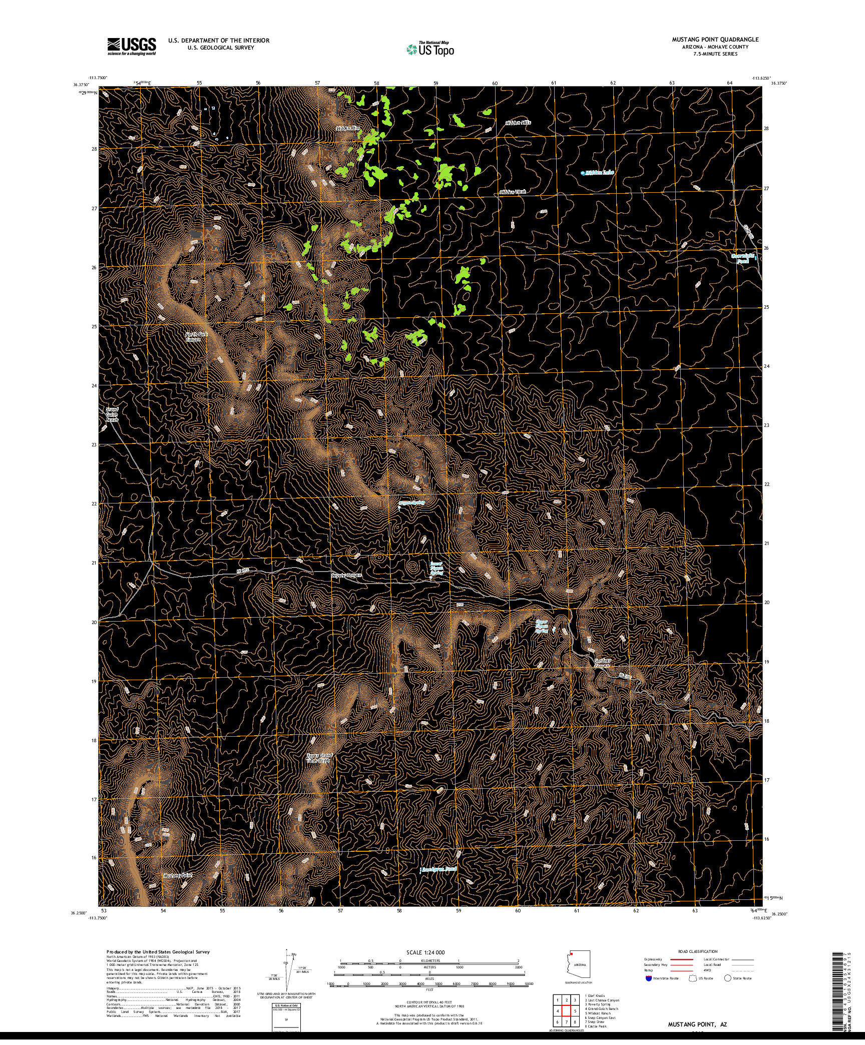 USGS US TOPO 7.5-MINUTE MAP FOR MUSTANG POINT, AZ 2018