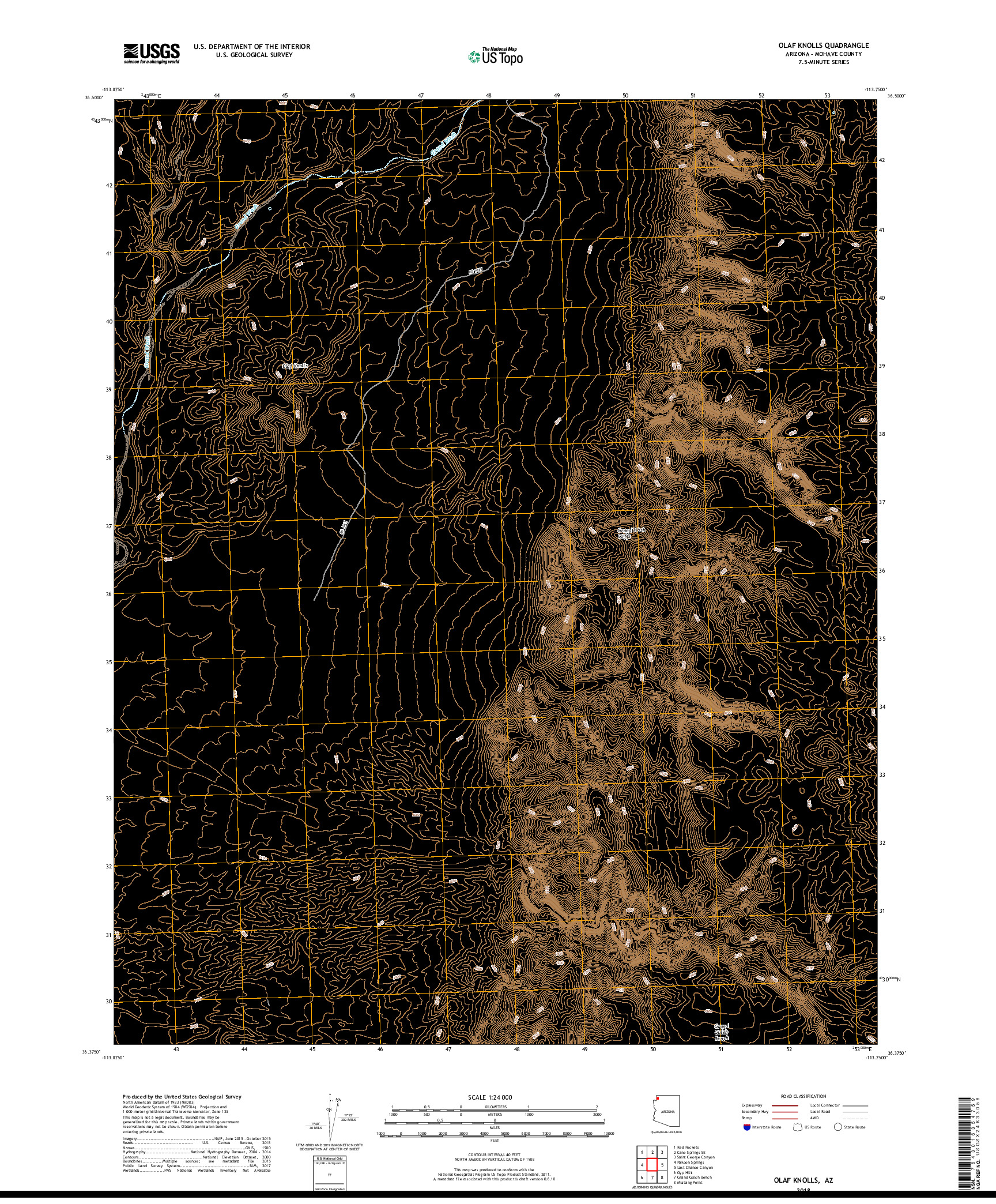 USGS US TOPO 7.5-MINUTE MAP FOR OLAF KNOLLS, AZ 2018