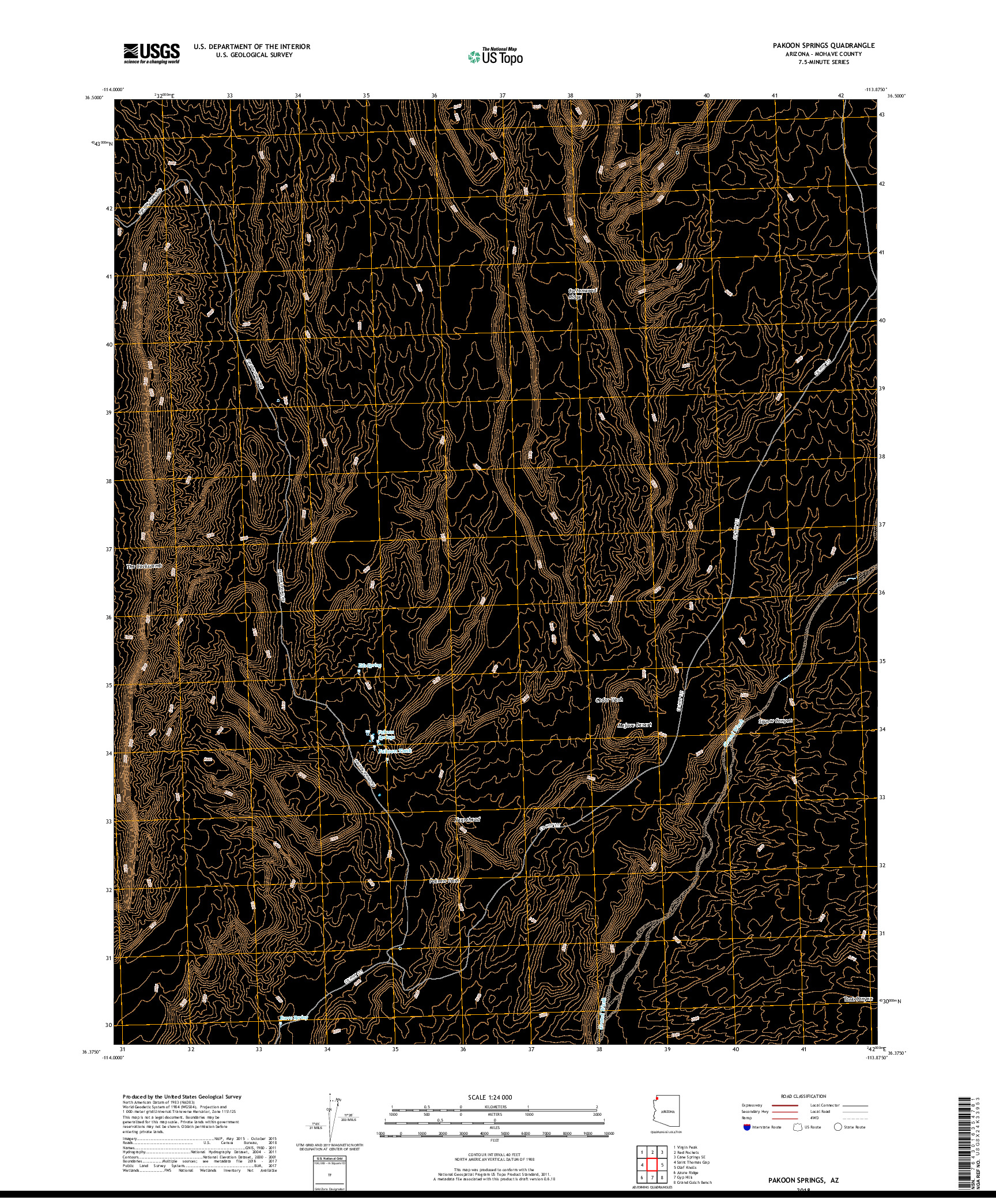 USGS US TOPO 7.5-MINUTE MAP FOR PAKOON SPRINGS, AZ 2018