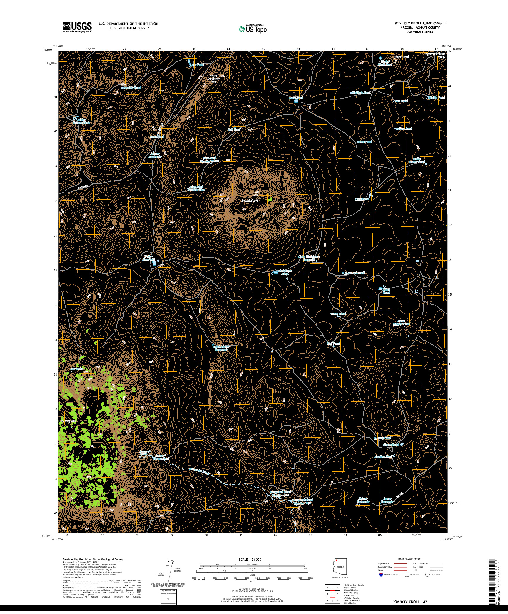 USGS US TOPO 7.5-MINUTE MAP FOR POVERTY KNOLL, AZ 2018