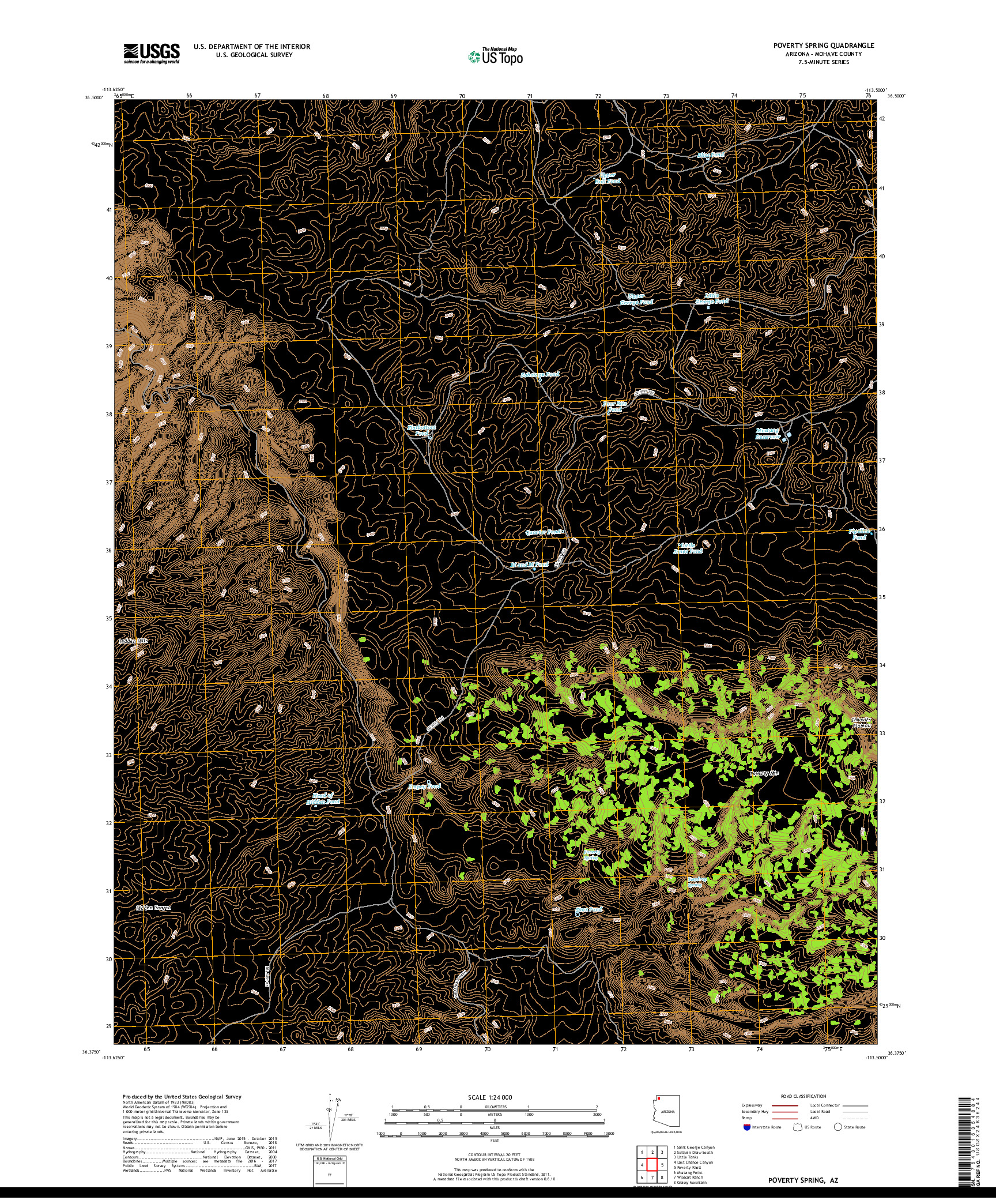 USGS US TOPO 7.5-MINUTE MAP FOR POVERTY SPRING, AZ 2018