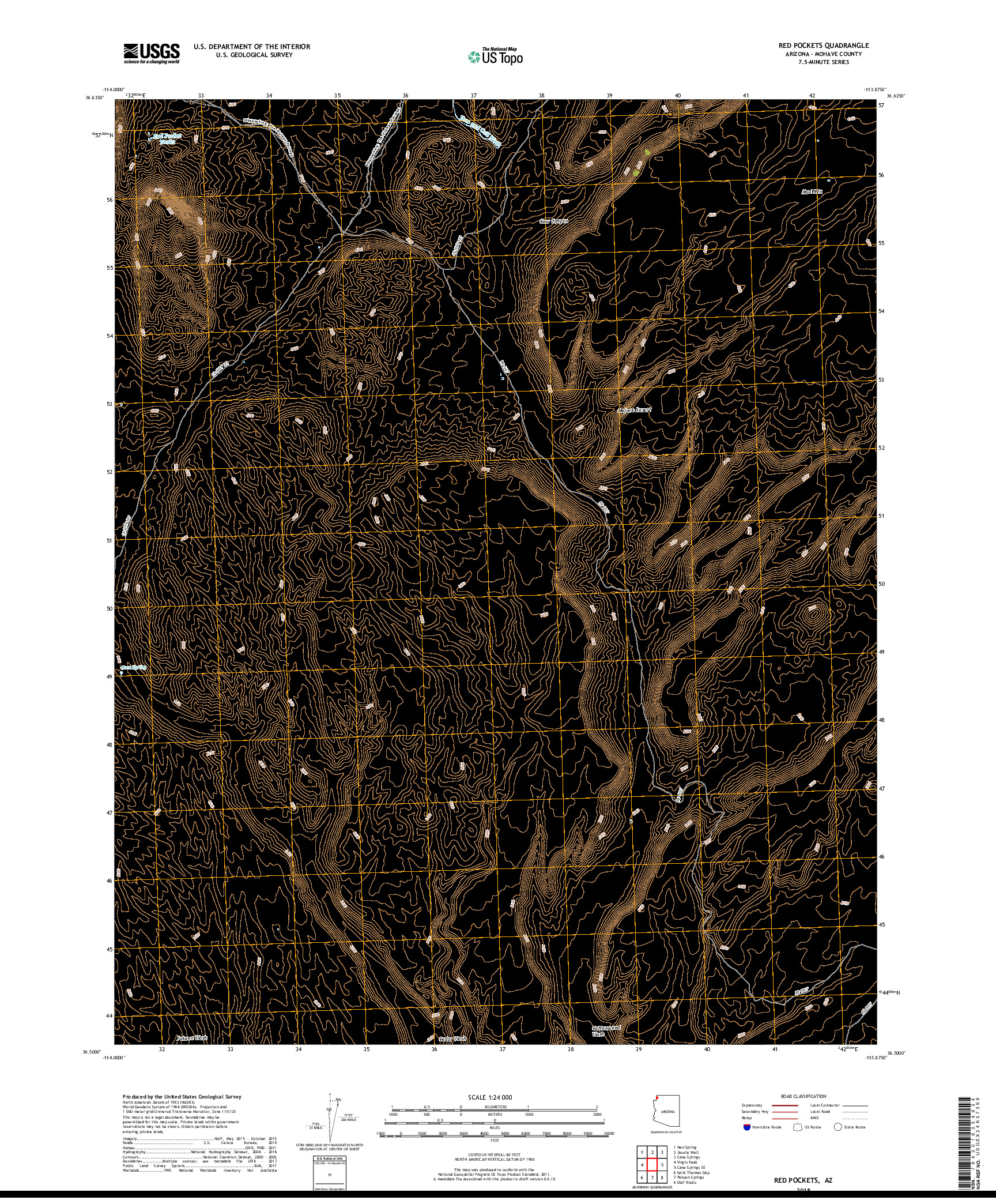 USGS US TOPO 7.5-MINUTE MAP FOR RED POCKETS, AZ 2018