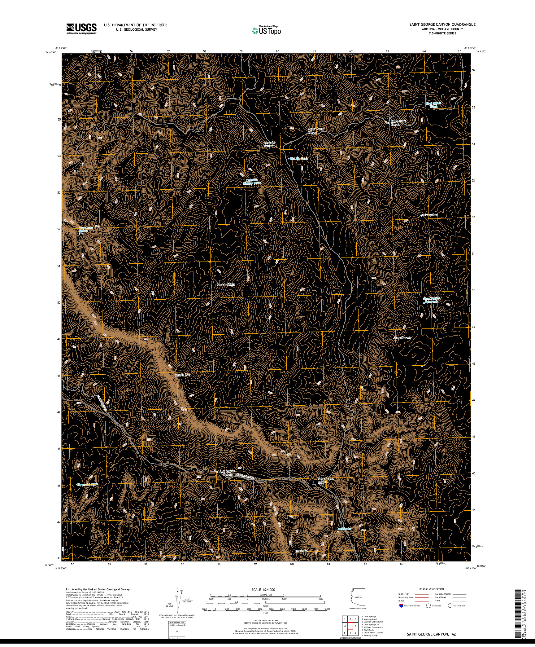 USGS US TOPO 7.5-MINUTE MAP FOR SAINT GEORGE CANYON, AZ 2018