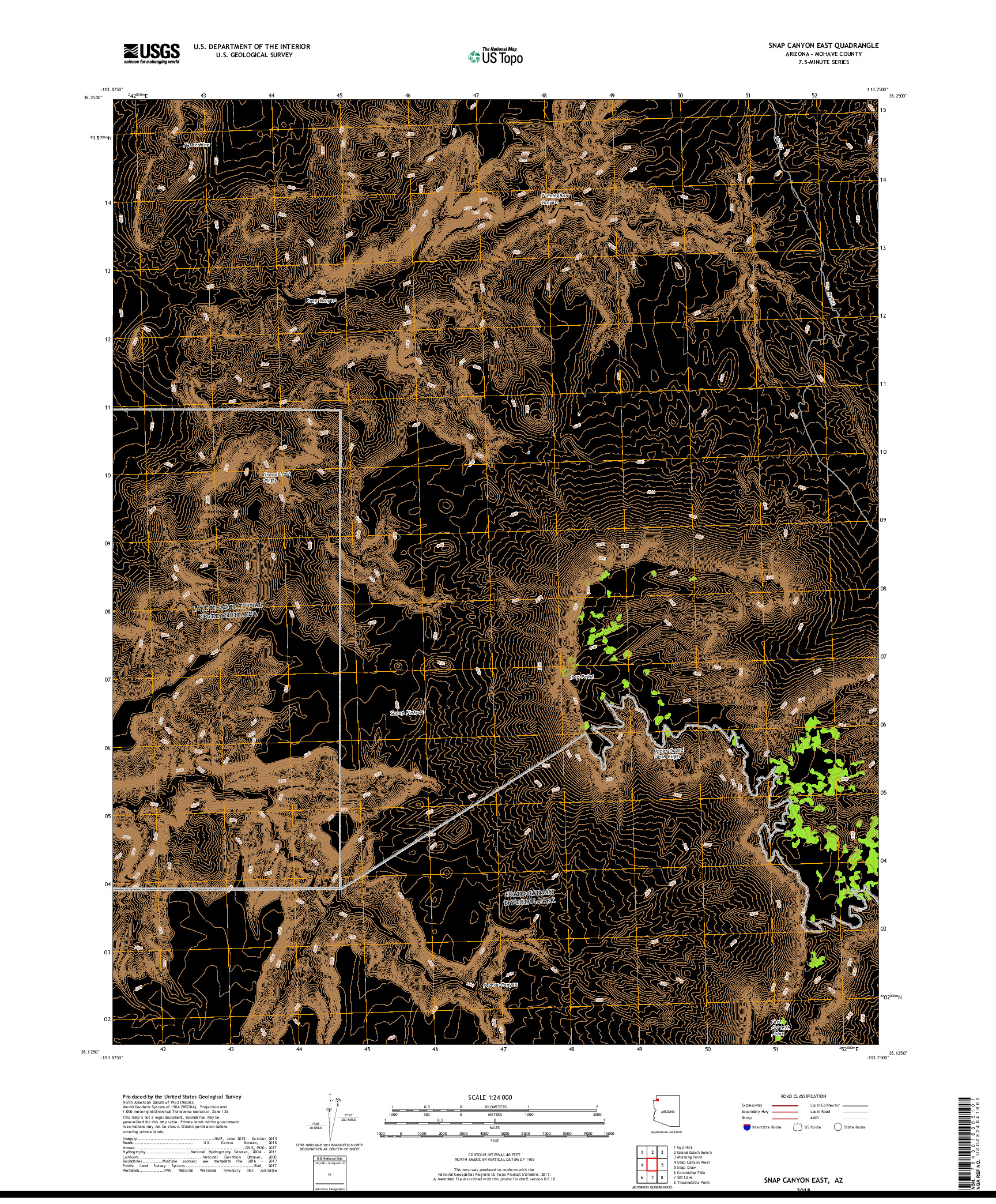 USGS US TOPO 7.5-MINUTE MAP FOR SNAP CANYON EAST, AZ 2018