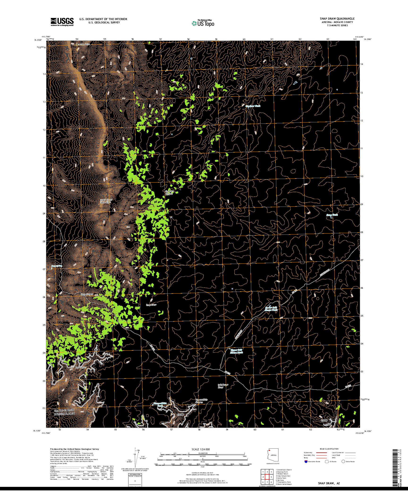 USGS US TOPO 7.5-MINUTE MAP FOR SNAP DRAW, AZ 2018