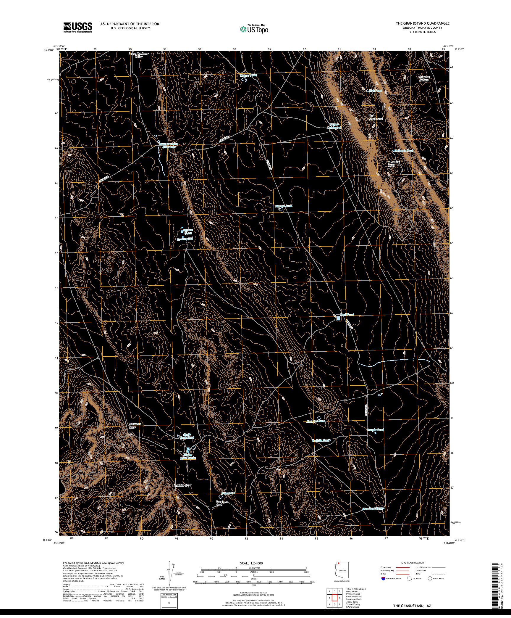 USGS US TOPO 7.5-MINUTE MAP FOR THE GRANDSTAND, AZ 2018