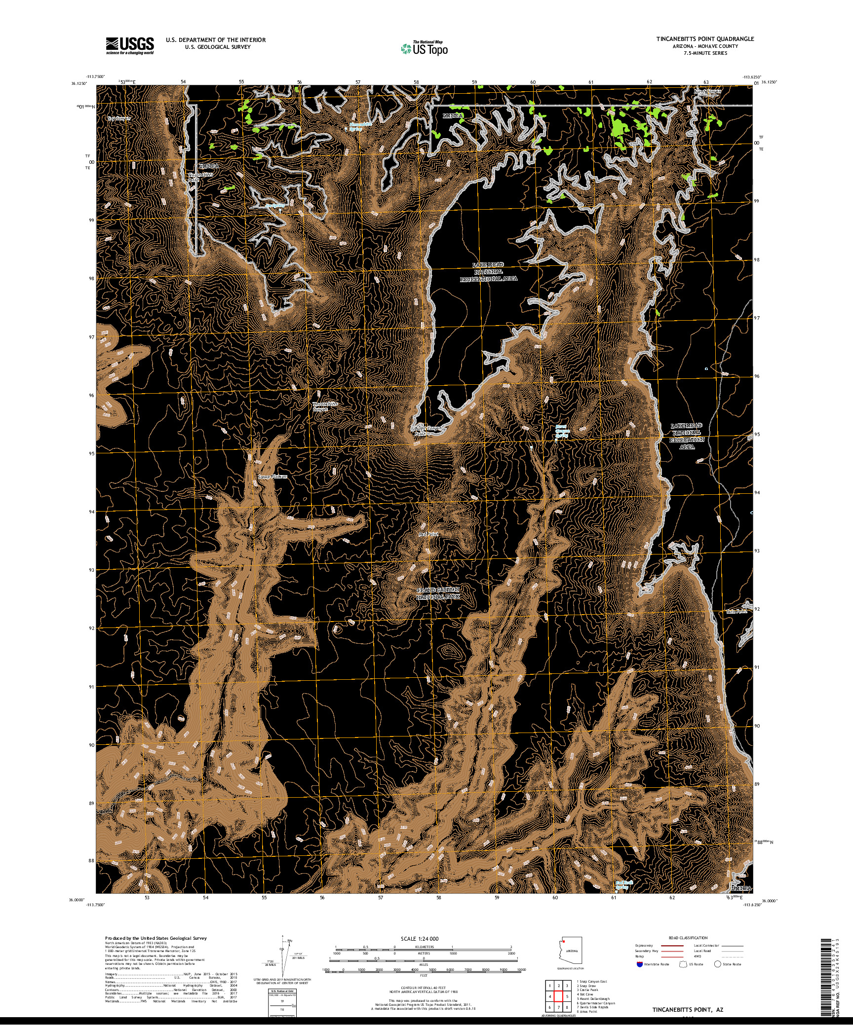 USGS US TOPO 7.5-MINUTE MAP FOR TINCANEBITTS POINT, AZ 2018