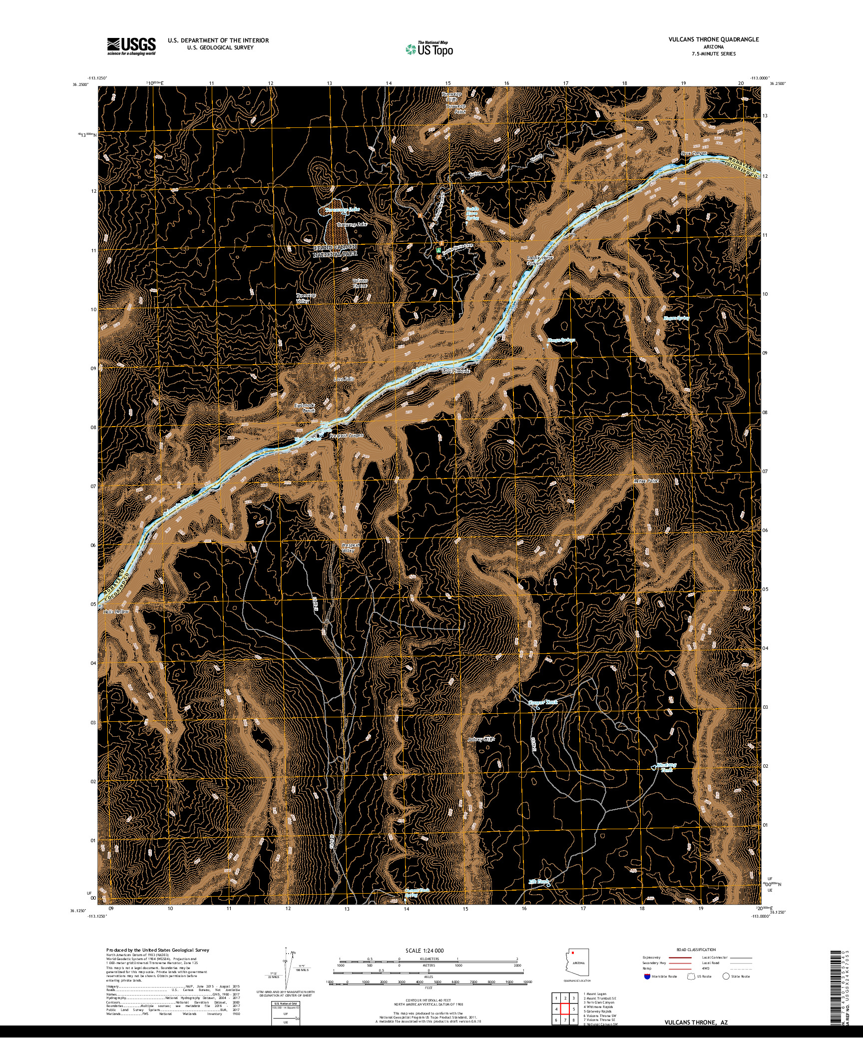 USGS US TOPO 7.5-MINUTE MAP FOR VULCANS THRONE, AZ 2018