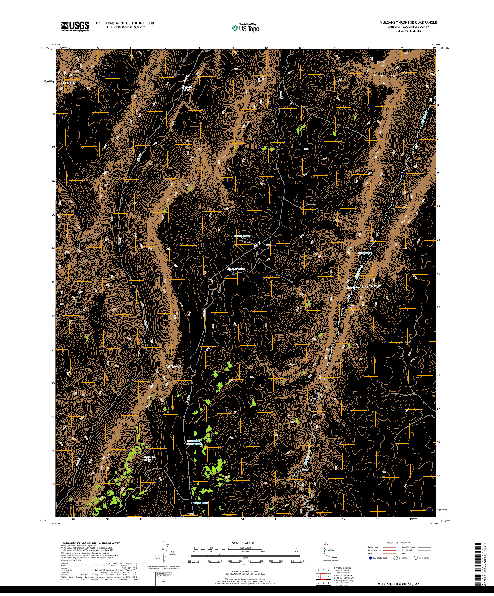USGS US TOPO 7.5-MINUTE MAP FOR VULCANS THRONE SE, AZ 2018
