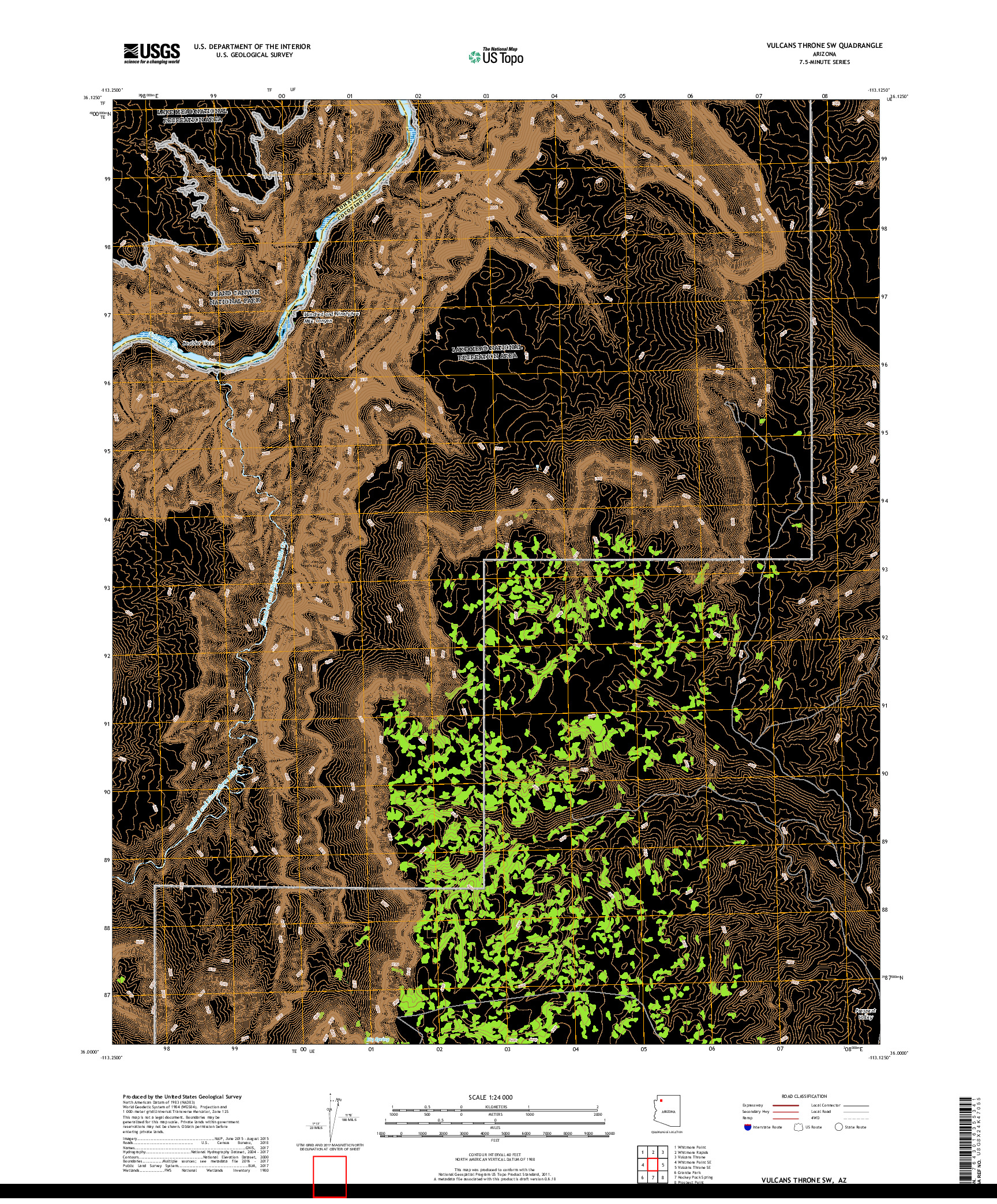 USGS US TOPO 7.5-MINUTE MAP FOR VULCANS THRONE SW, AZ 2018