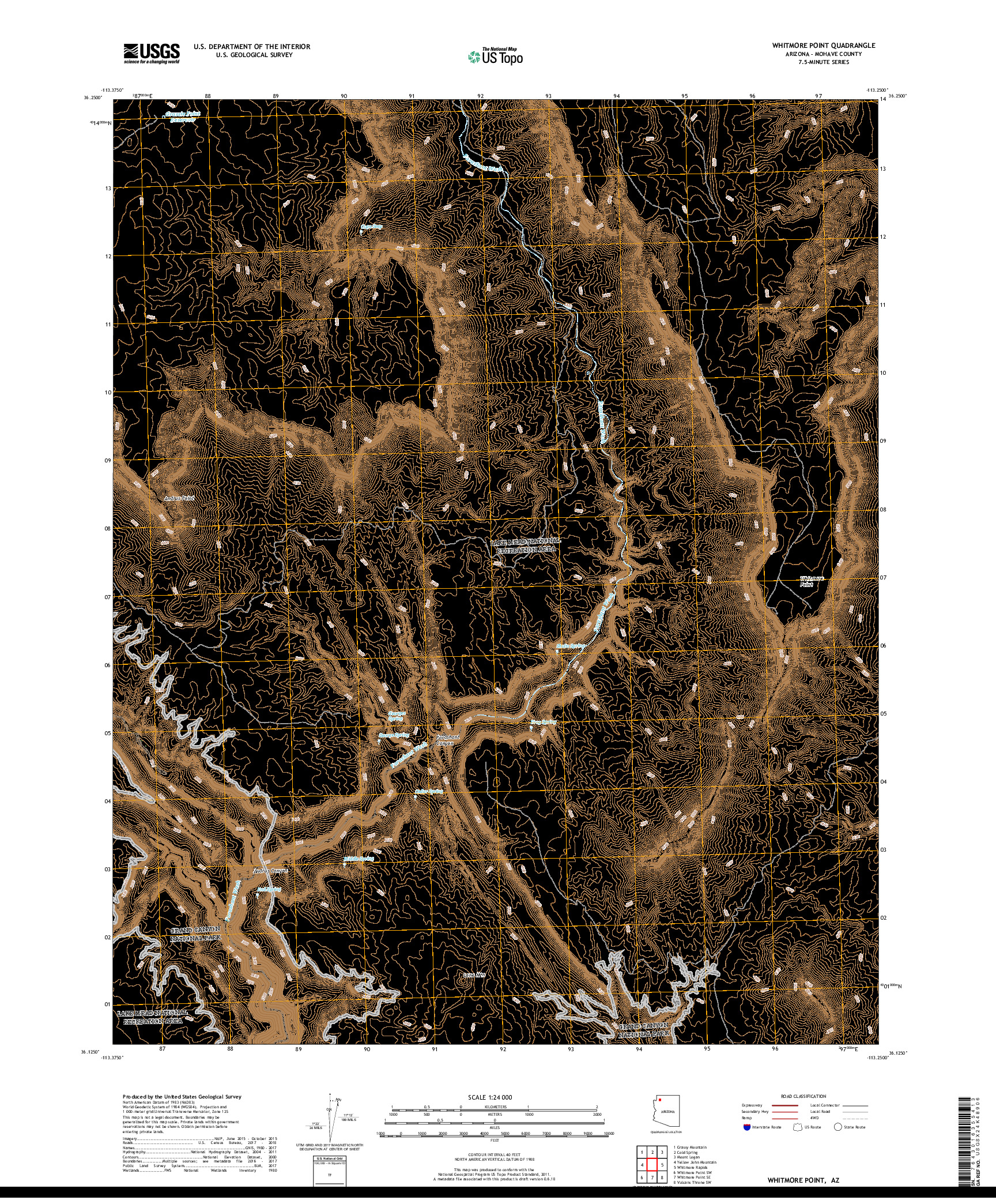 USGS US TOPO 7.5-MINUTE MAP FOR WHITMORE POINT, AZ 2018